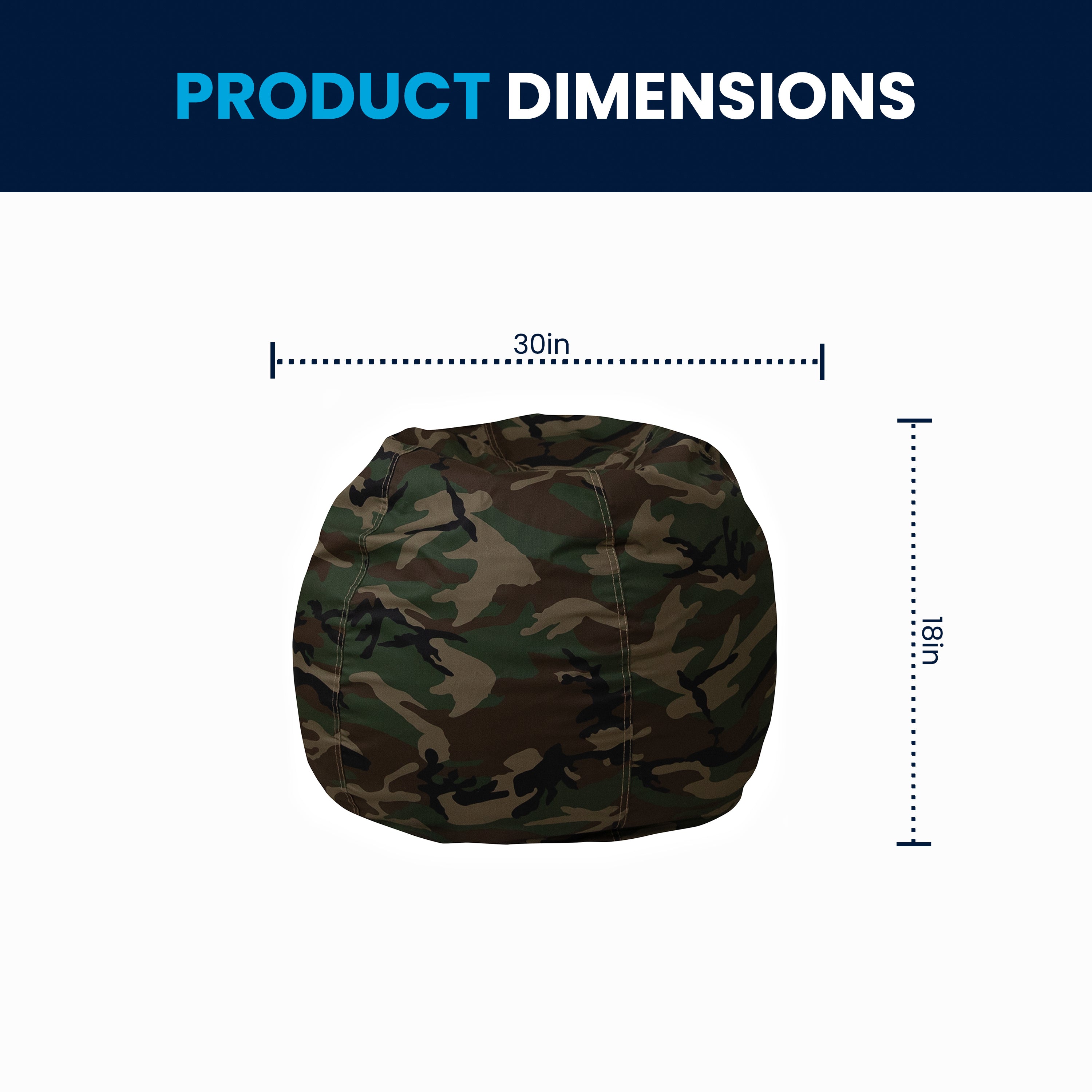 Dillon Small Camouflage Refillable Bean Bag Chair for Kids and Teens