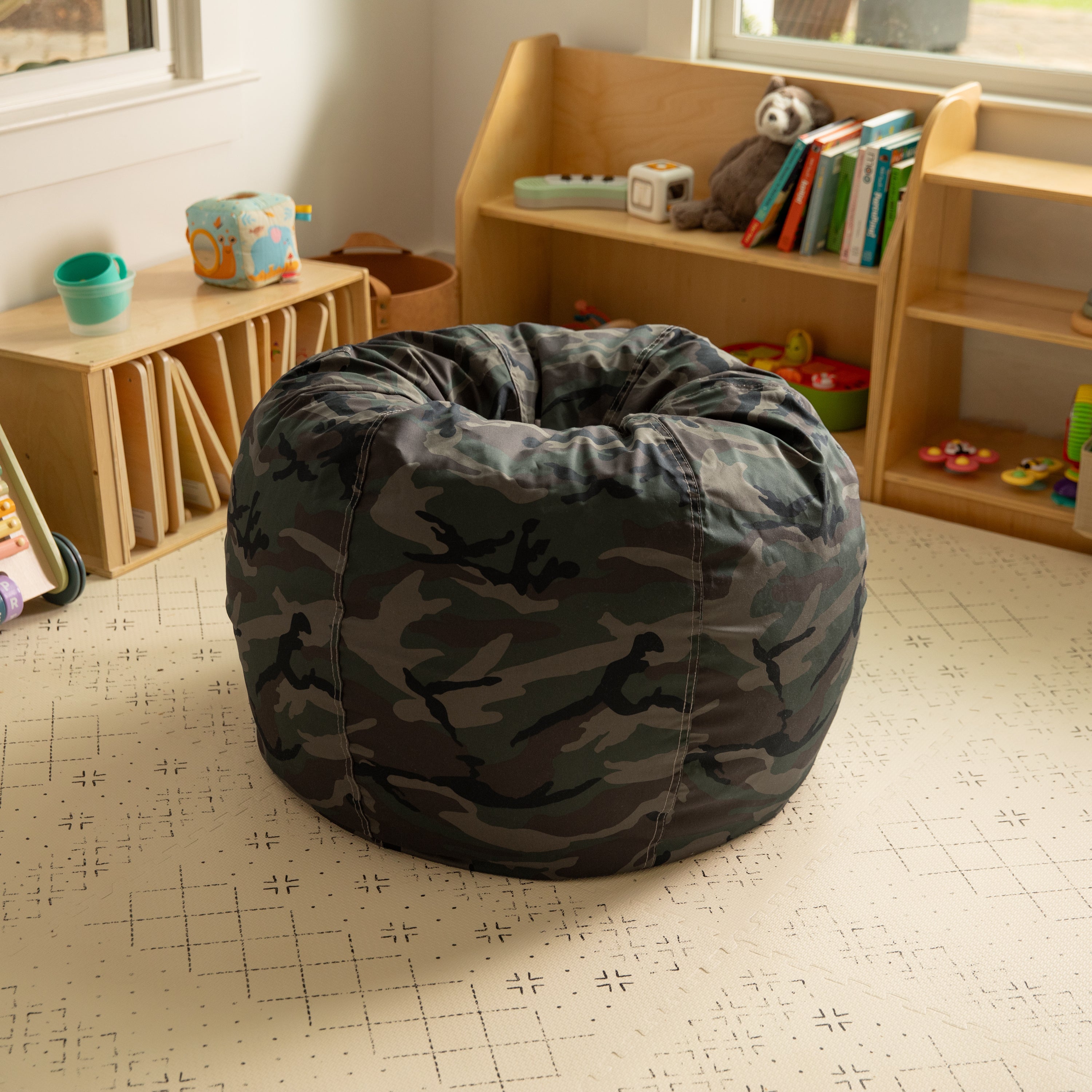 Dillon Small Camouflage Refillable Bean Bag Chair for Kids and Teens