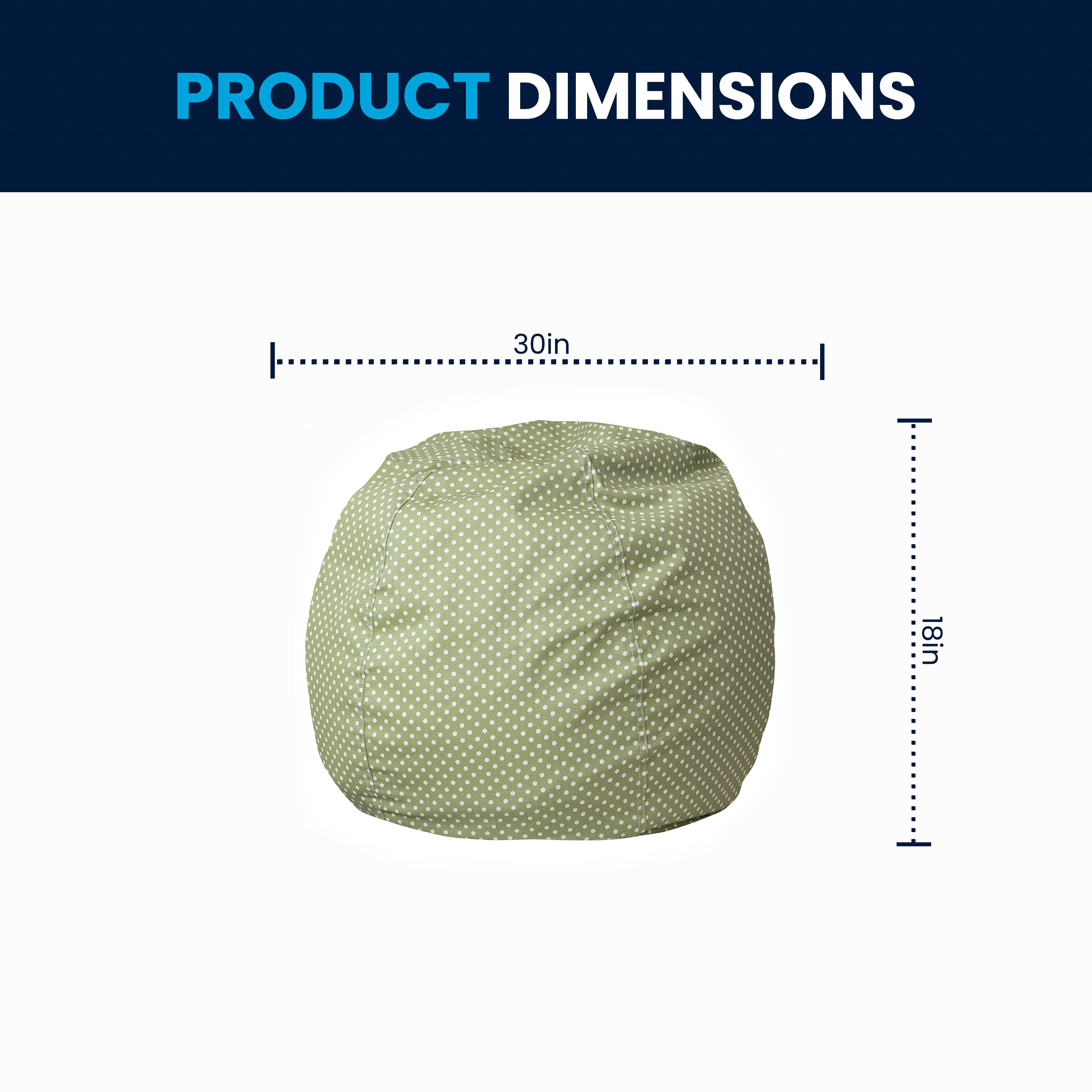 Dillon Small Green Dot Refillable Bean Bag Chair for Kids and Teens