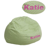 Dillon Personalized Small Green Dot Bean Bag Chair for Kids and Teens