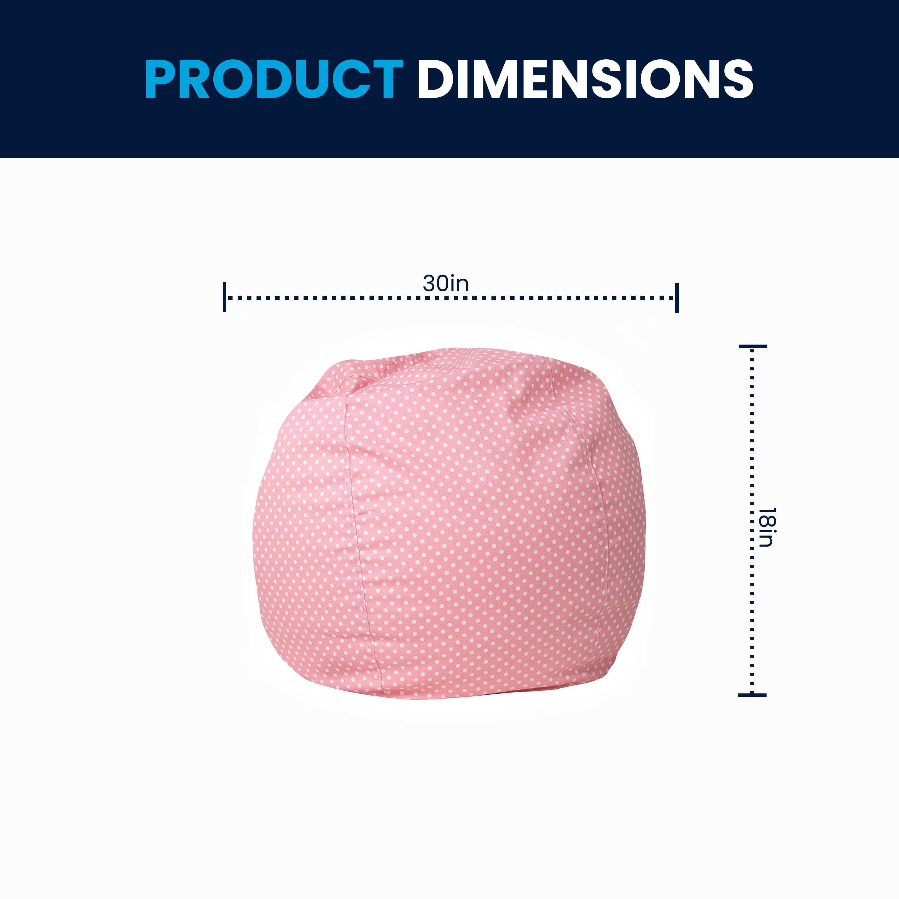 Dillon Small Light Pink Dot Refillable Bean Bag Chair for Kids and Teens