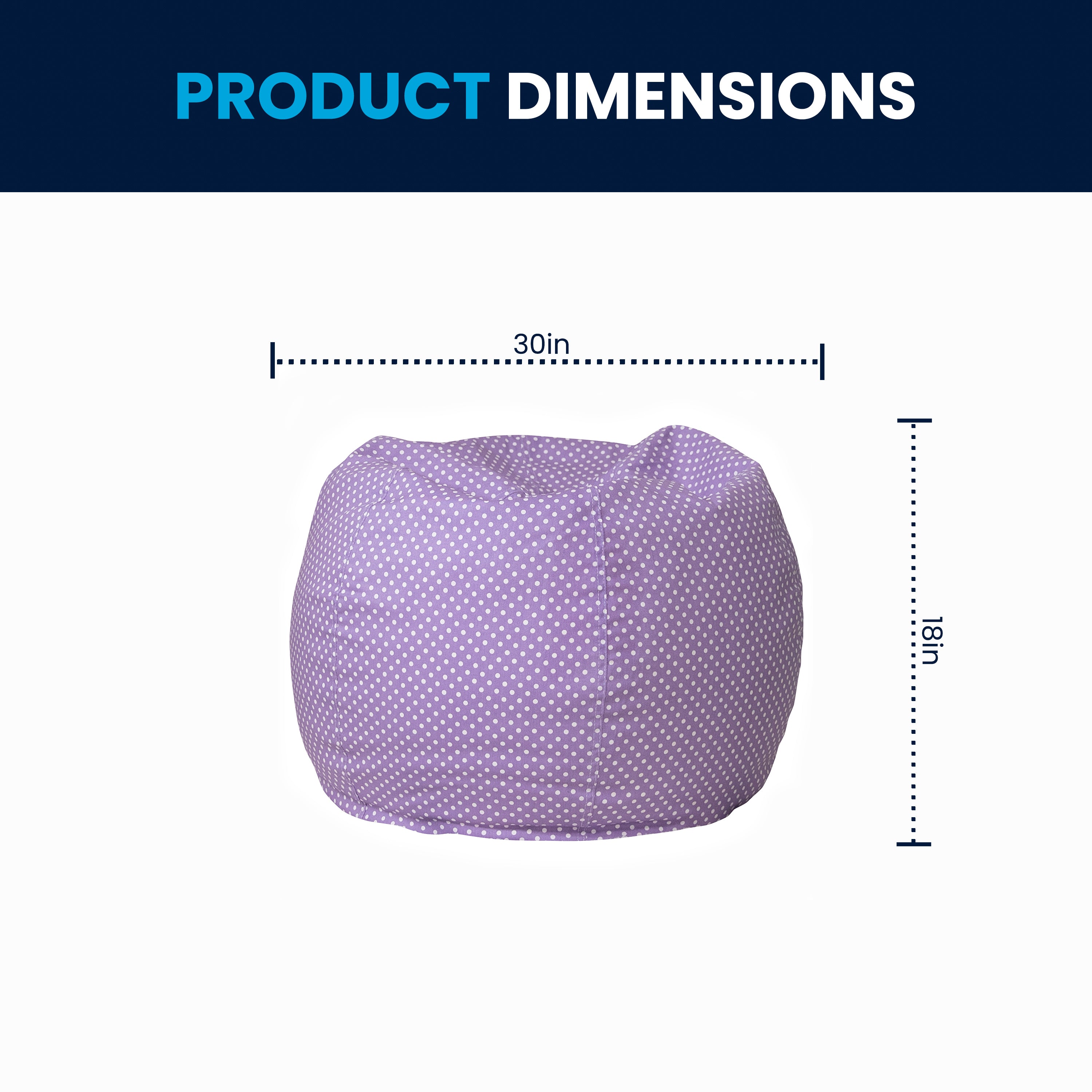 Dillon Small Lavender Dot Refillable Bean Bag Chair for Kids and Teens