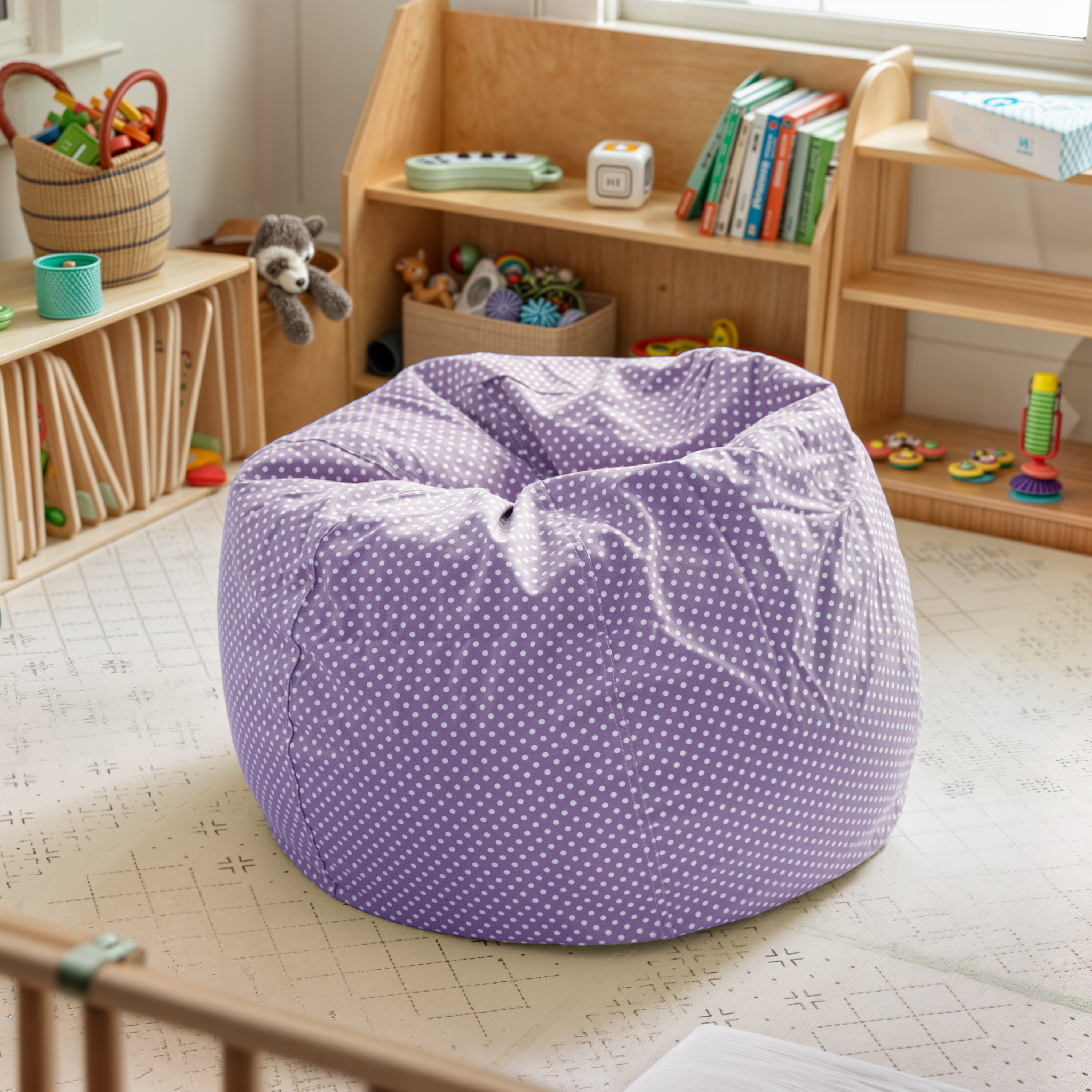 Dillon Small Lavender Dot Refillable Bean Bag Chair for Kids and Teens