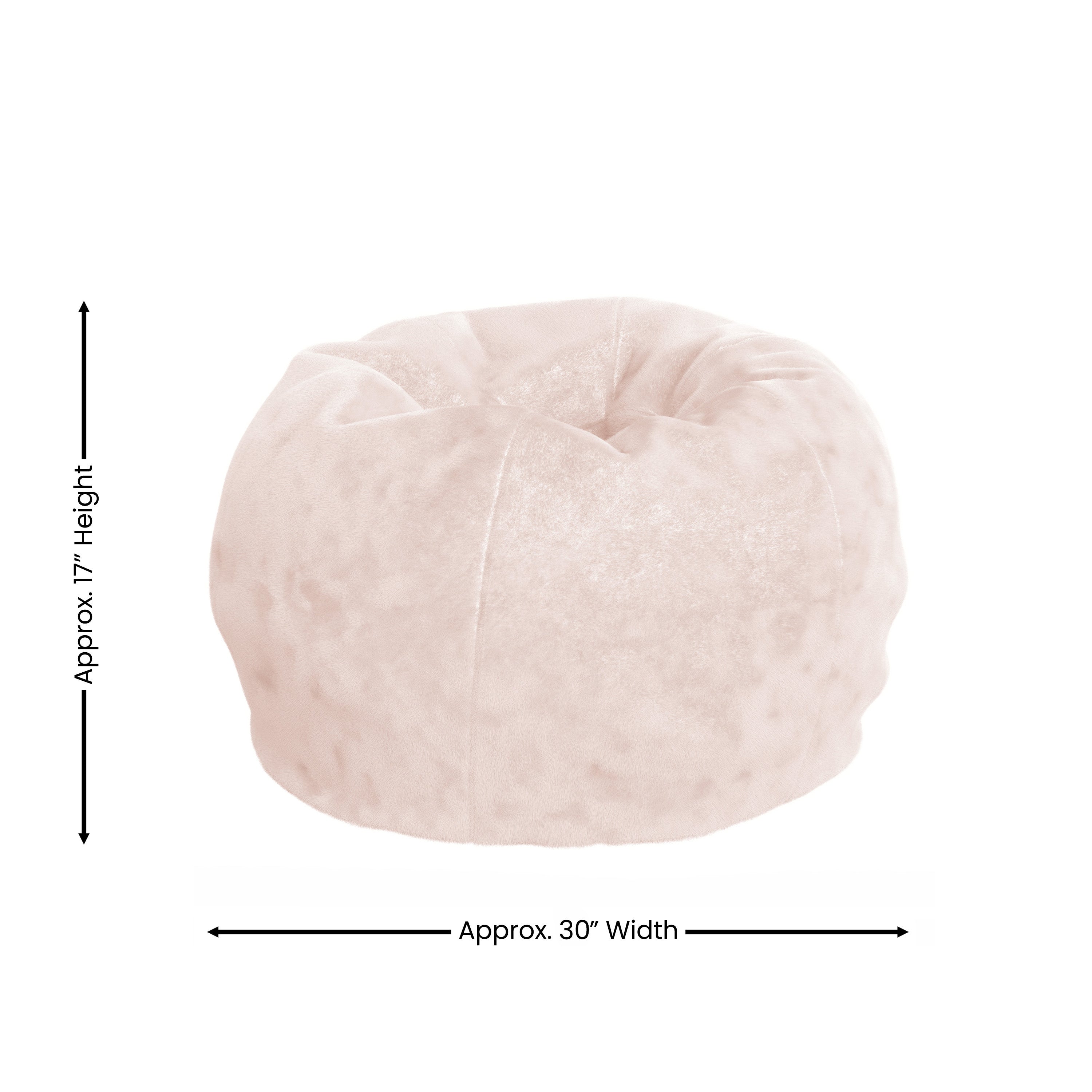 Dillon Small Blush Furry Refillable Bean Bag Chair for Kids and Teens