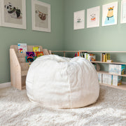 Dillon Small White Furry Refillable Bean Bag Chair for Kids and Teens