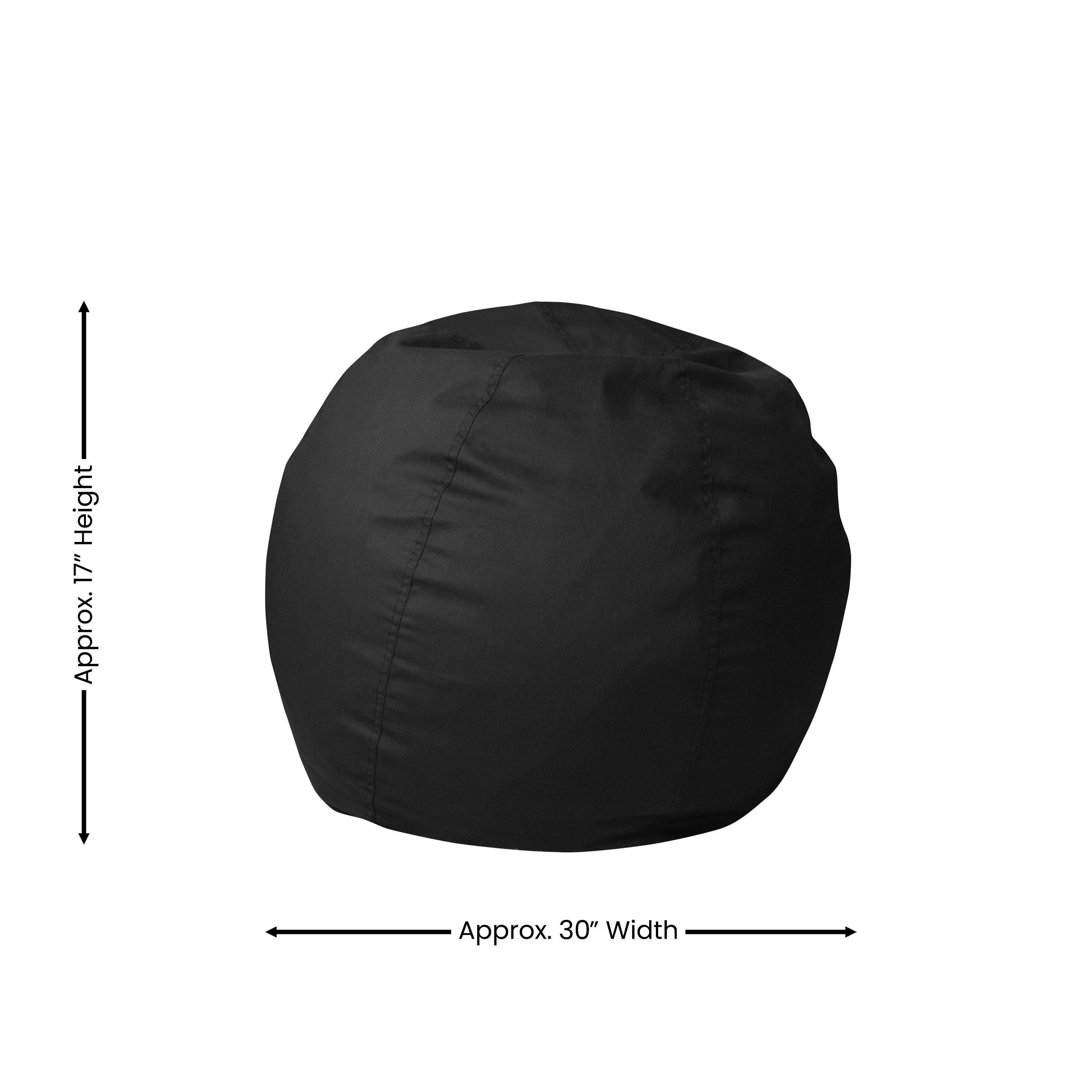 Dillon Small Solid Black Refillable Bean Bag Chair for Kids and Teens