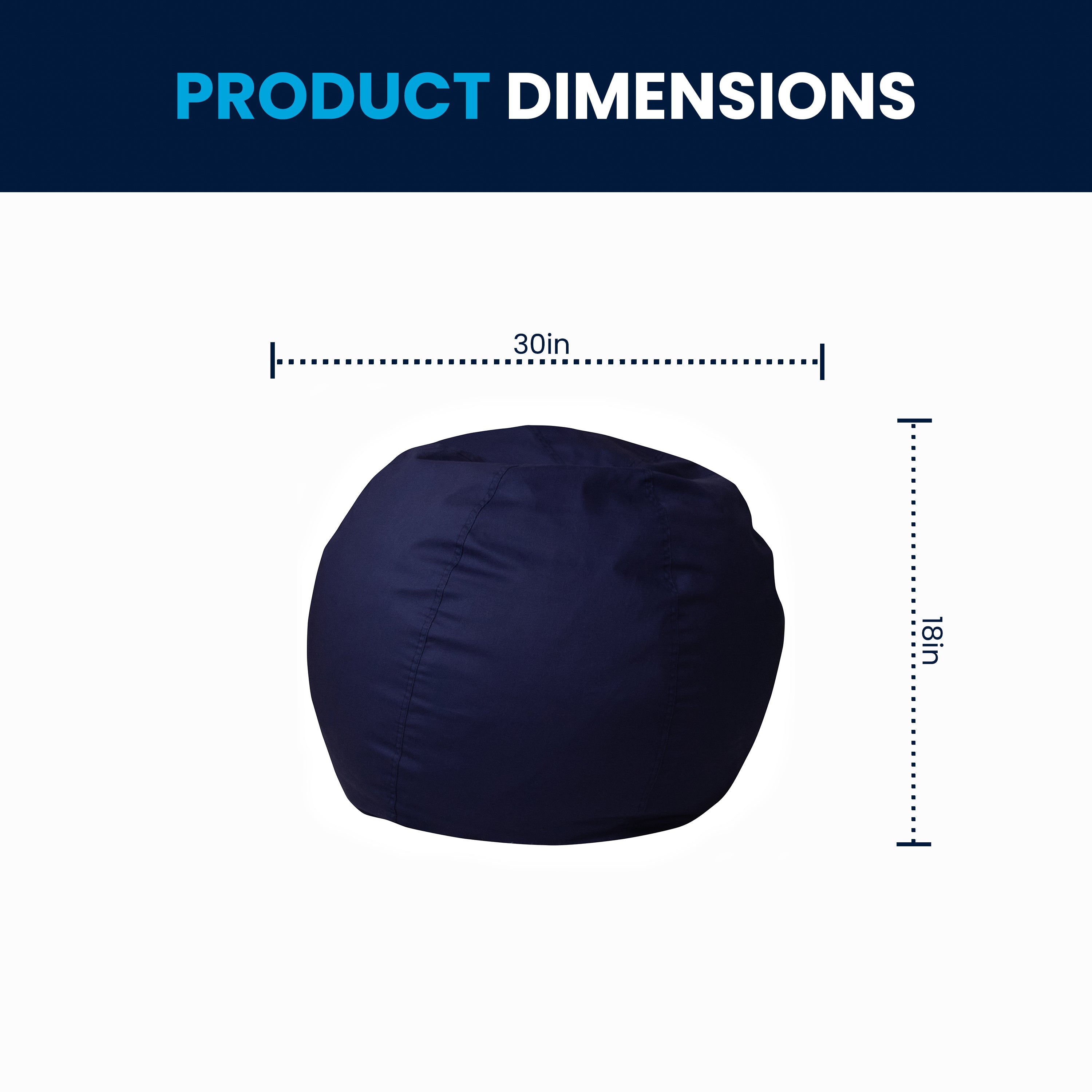 Dillon Small Solid Navy Blue Refillable Bean Bag Chair for Kids and Teens