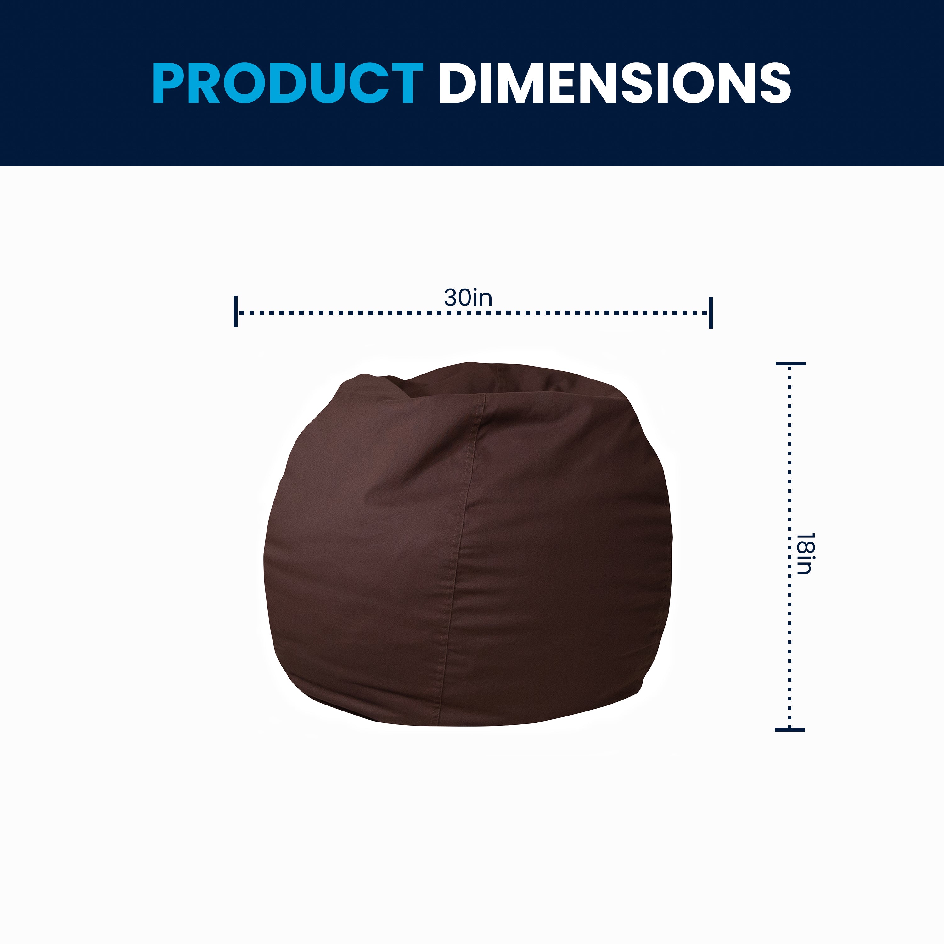 Dillon Small Solid Brown Refillable Bean Bag Chair for Kids and Teens