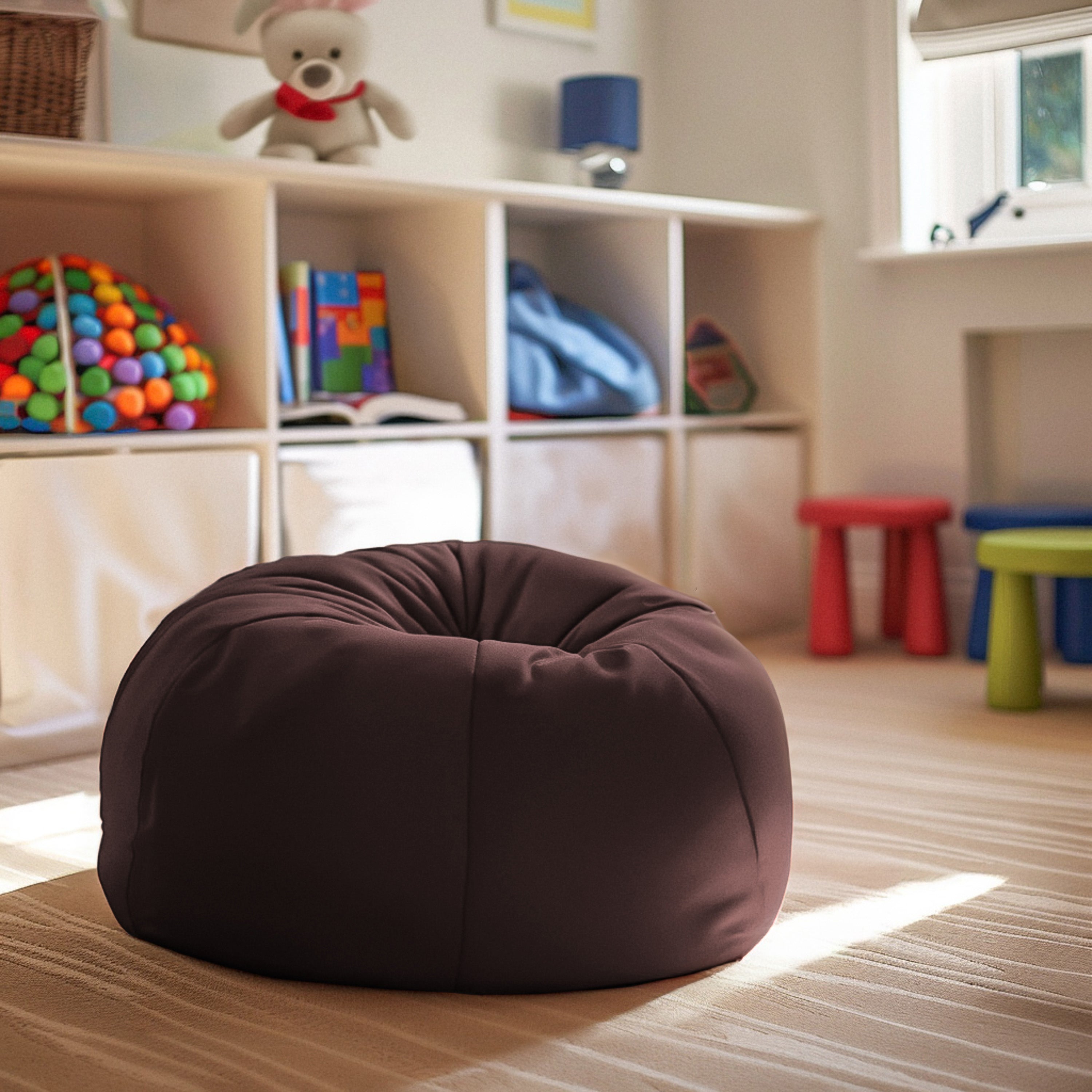 Dillon Small Solid Brown Refillable Bean Bag Chair for Kids and Teens