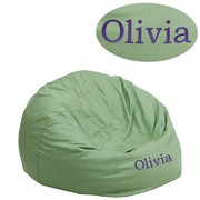 Dillon Personalized Small Solid Green Bean Bag Chair for Kids and Teens