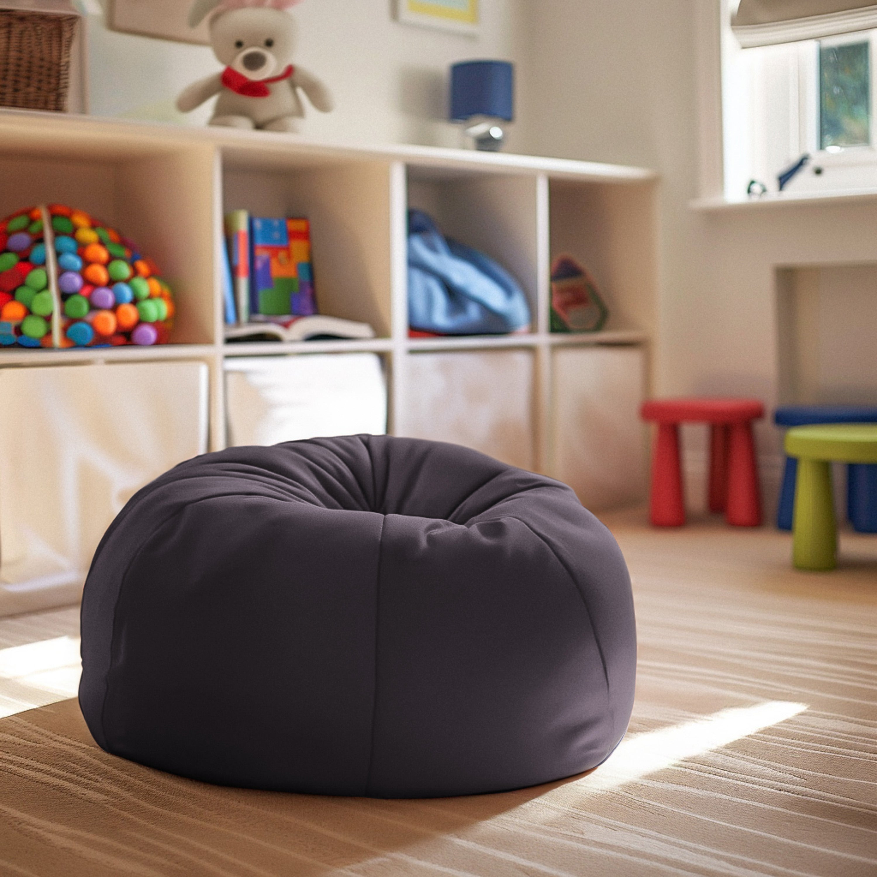 Dillon Small Solid Gray Refillable Bean Bag Chair for Kids and Teens