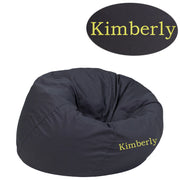 Dillon Personalized Small Solid Gray Bean Bag Chair for Kids and Teens