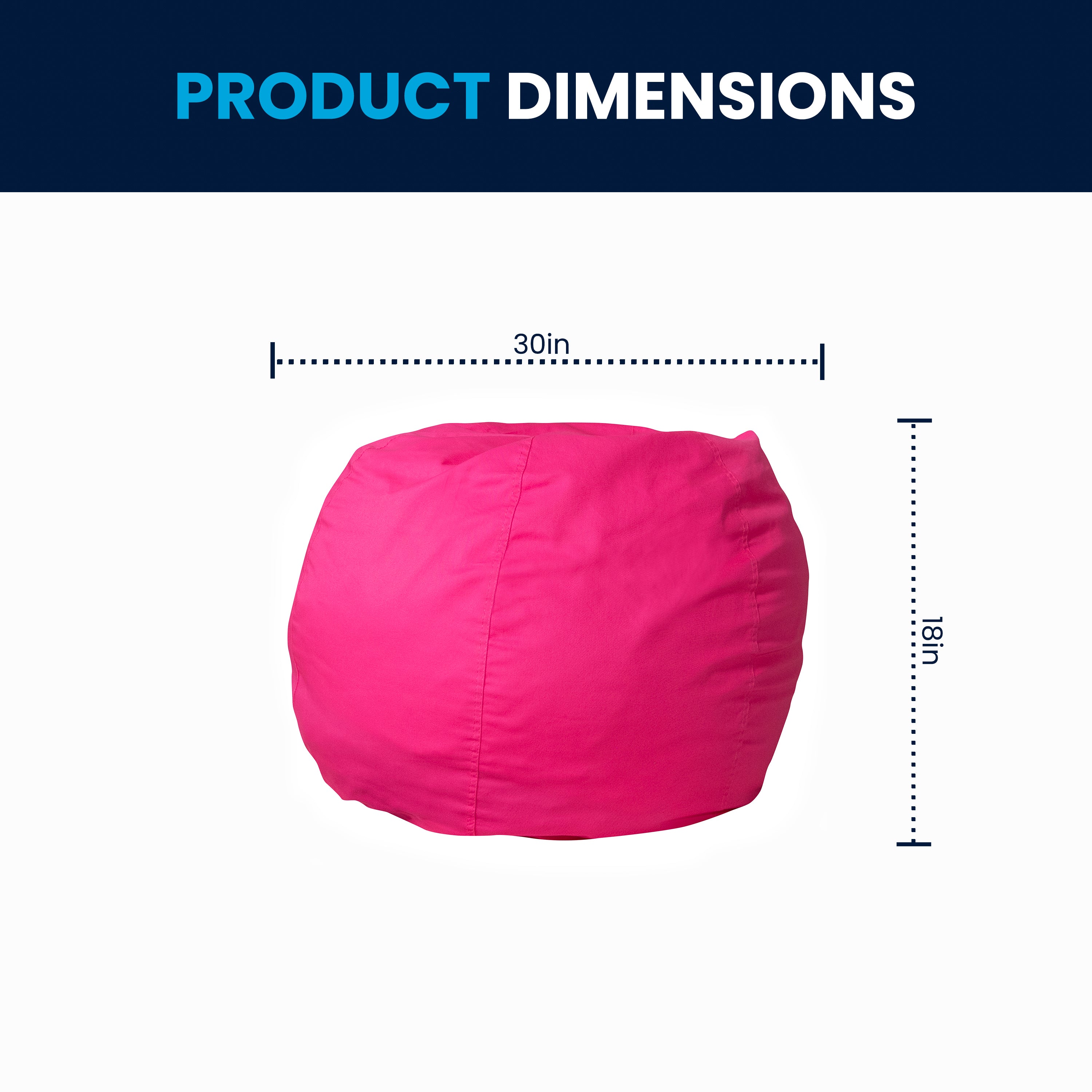 Dillon Small Solid Hot Pink Refillable Bean Bag Chair for Kids and Teens