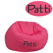 Dillon Personalized Small Solid Hot Pink Bean Bag Chair for Kids and Teens