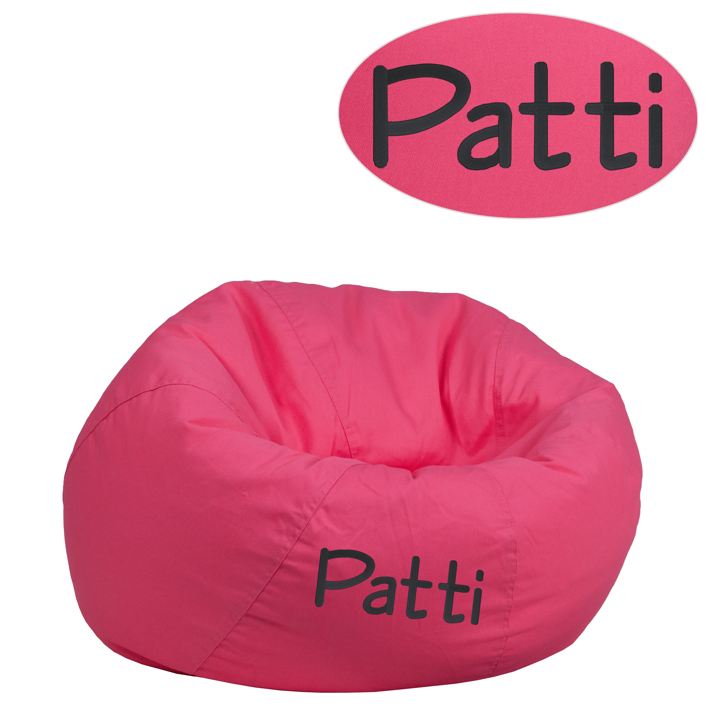 Dillon Personalized Small Solid Hot Pink Bean Bag Chair for Kids and Teens