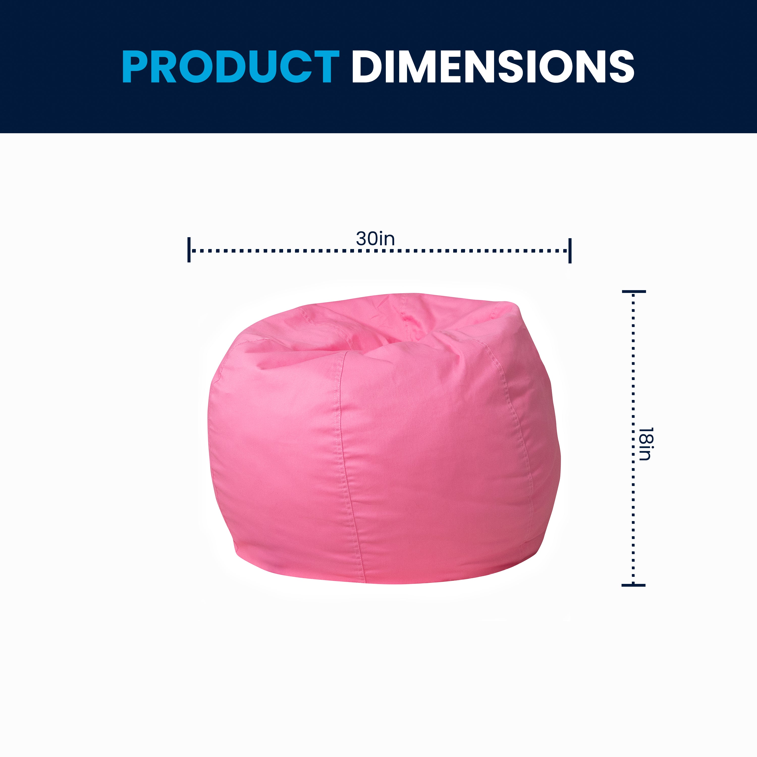 Dillon Small Solid Light Pink Refillable Bean Bag Chair for Kids and Teens