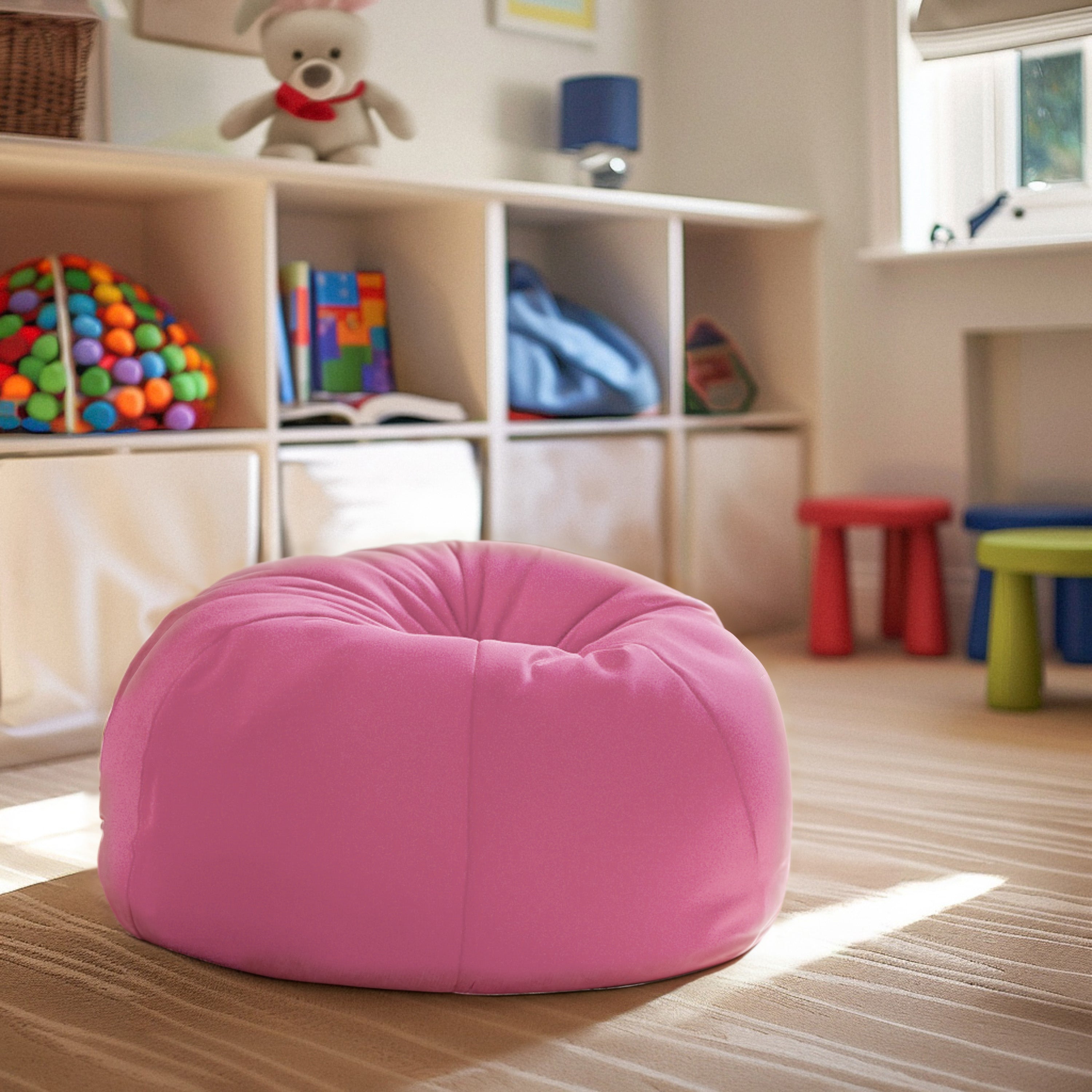 Dillon Small Solid Light Pink Refillable Bean Bag Chair for Kids and Teens