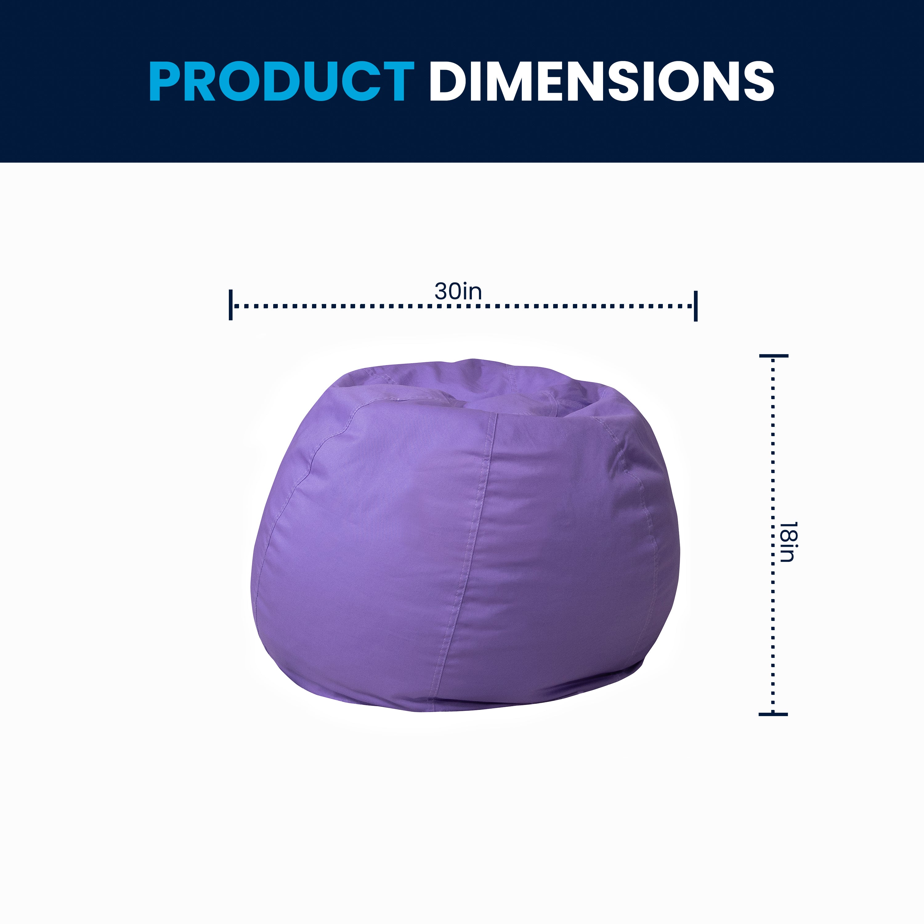 Dillon Small Solid Purple Refillable Bean Bag Chair for Kids and Teens