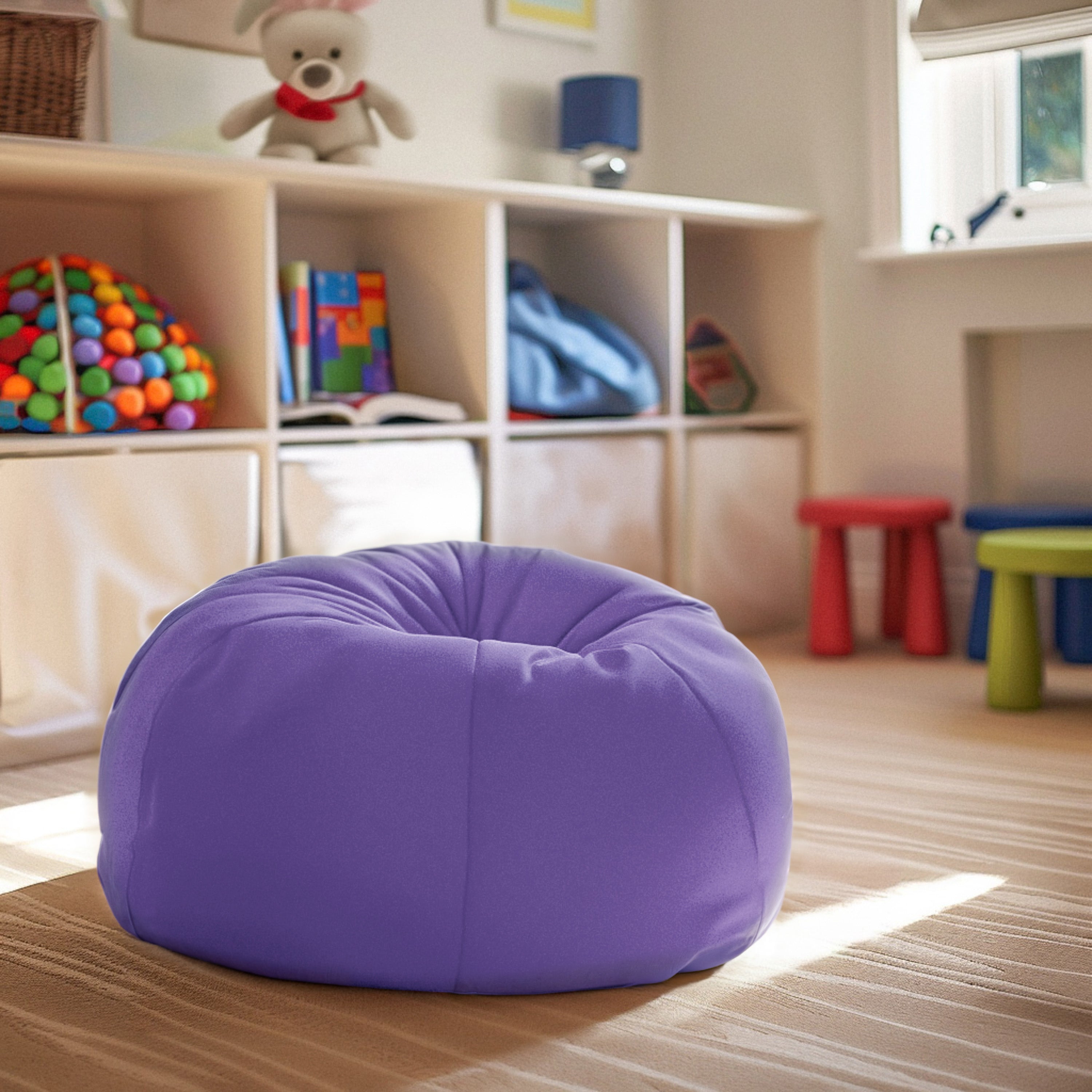 Dillon Small Solid Purple Refillable Bean Bag Chair for Kids and Teens