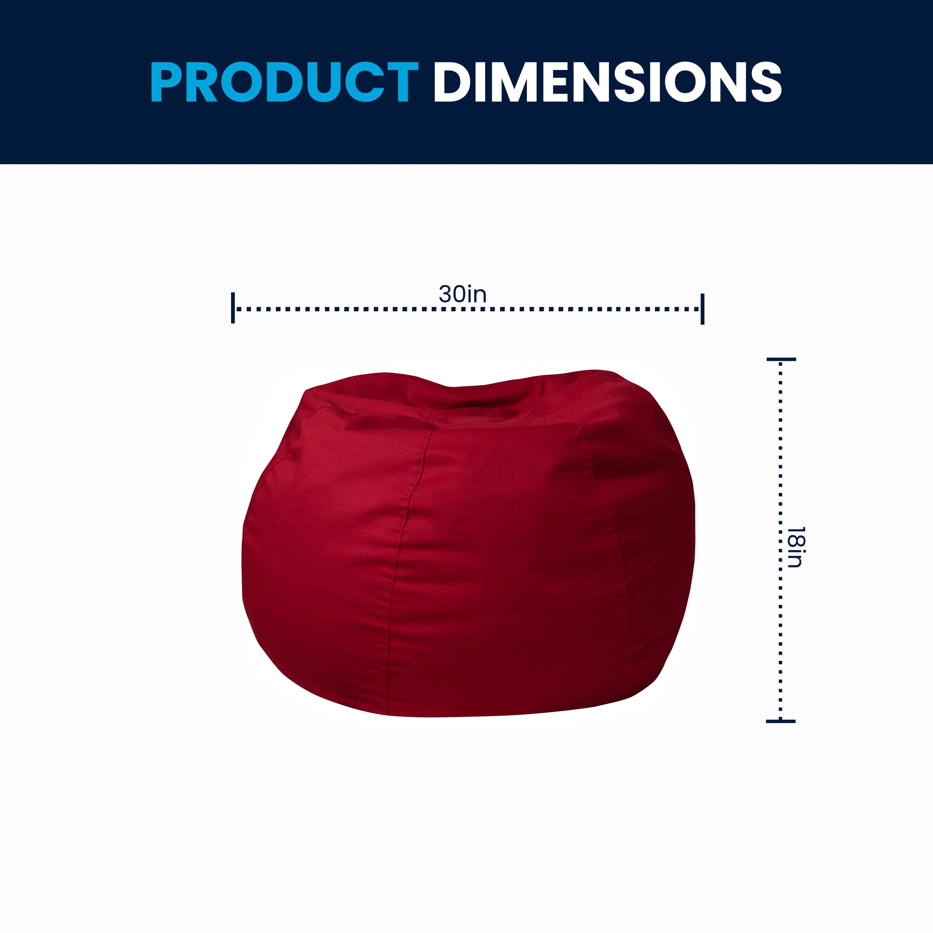 Dillon Small Solid Red Refillable Bean Bag Chair for Kids and Teens