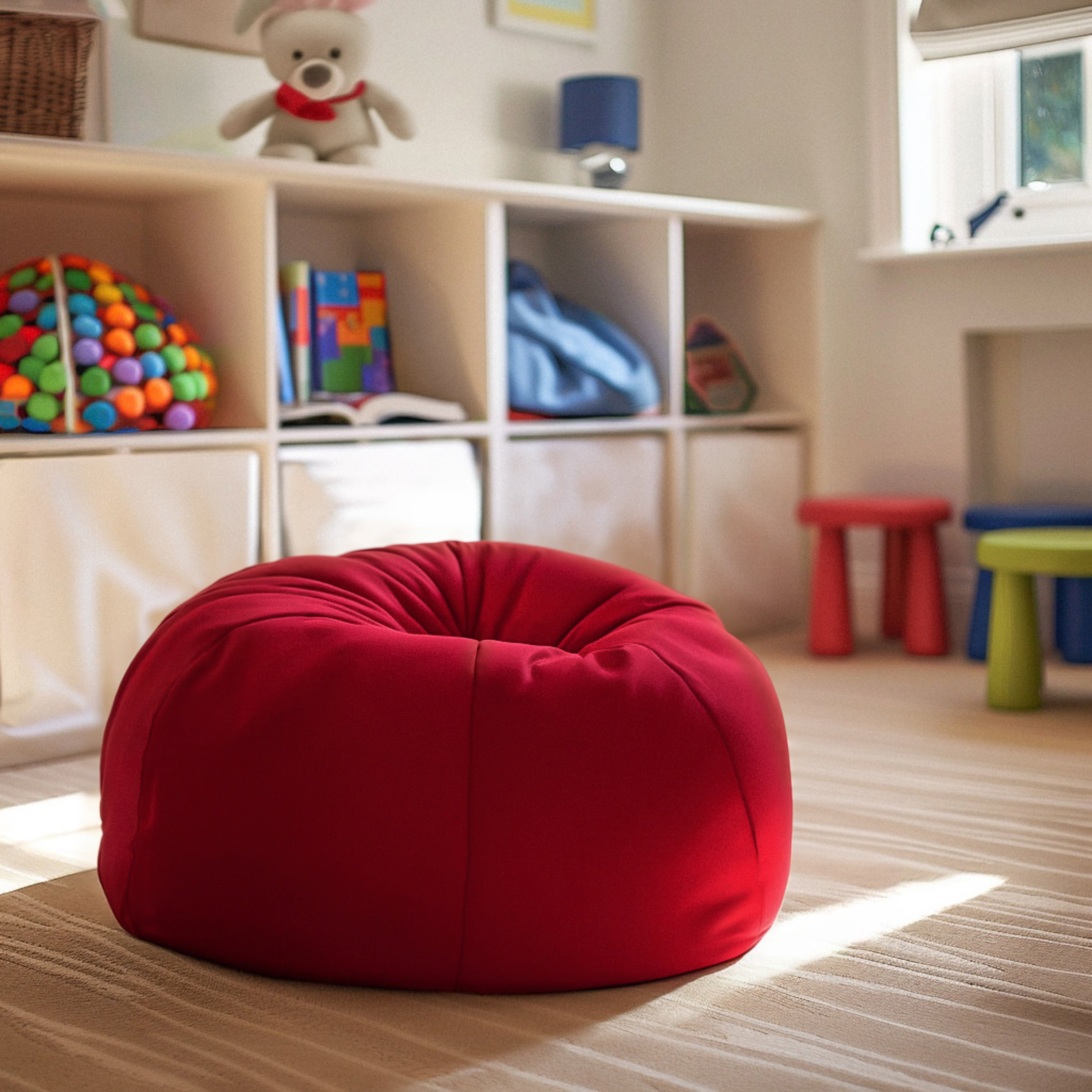Dillon Small Solid Red Refillable Bean Bag Chair for Kids and Teens