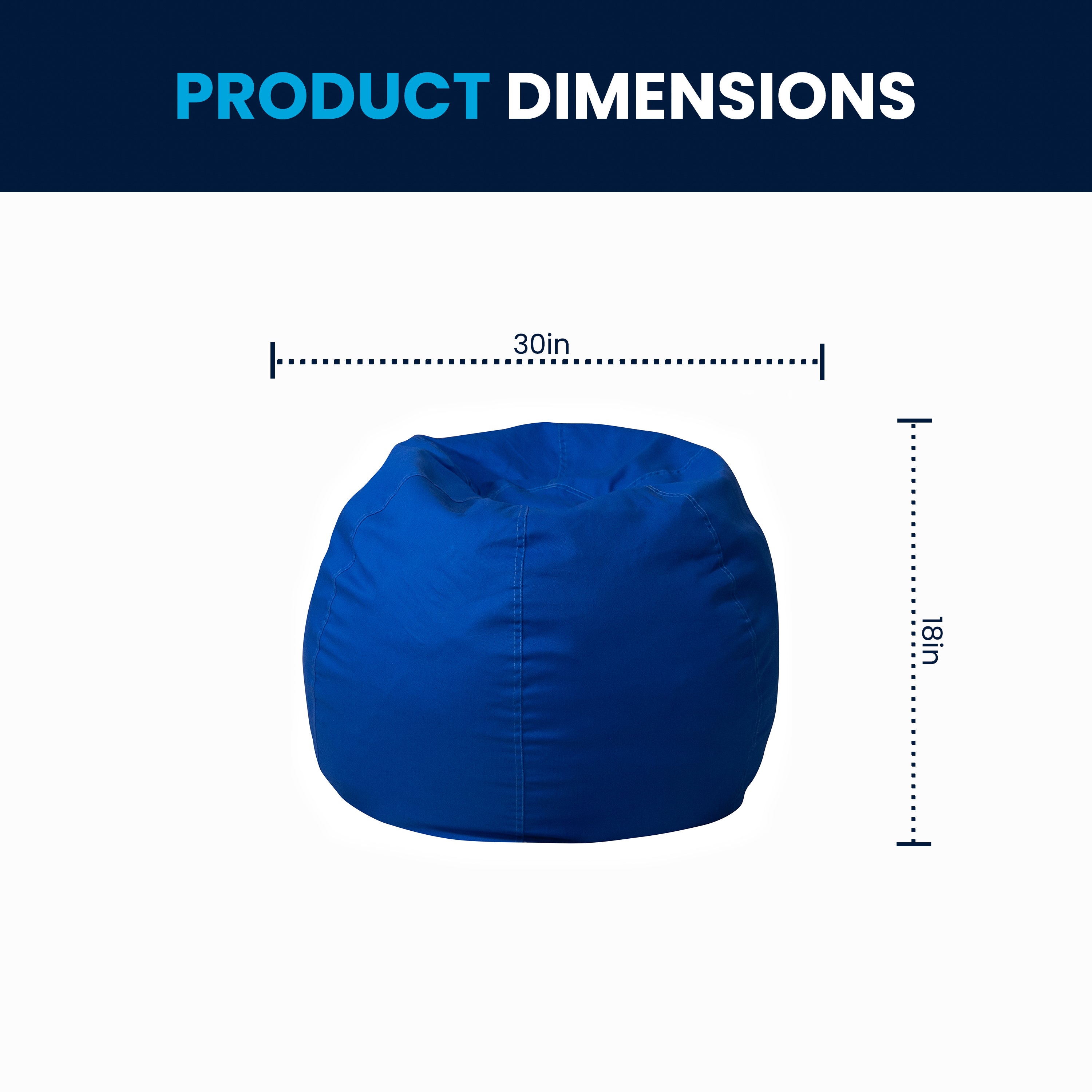 Dillon Small Solid Royal Blue Refillable Bean Bag Chair for Kids and Teens