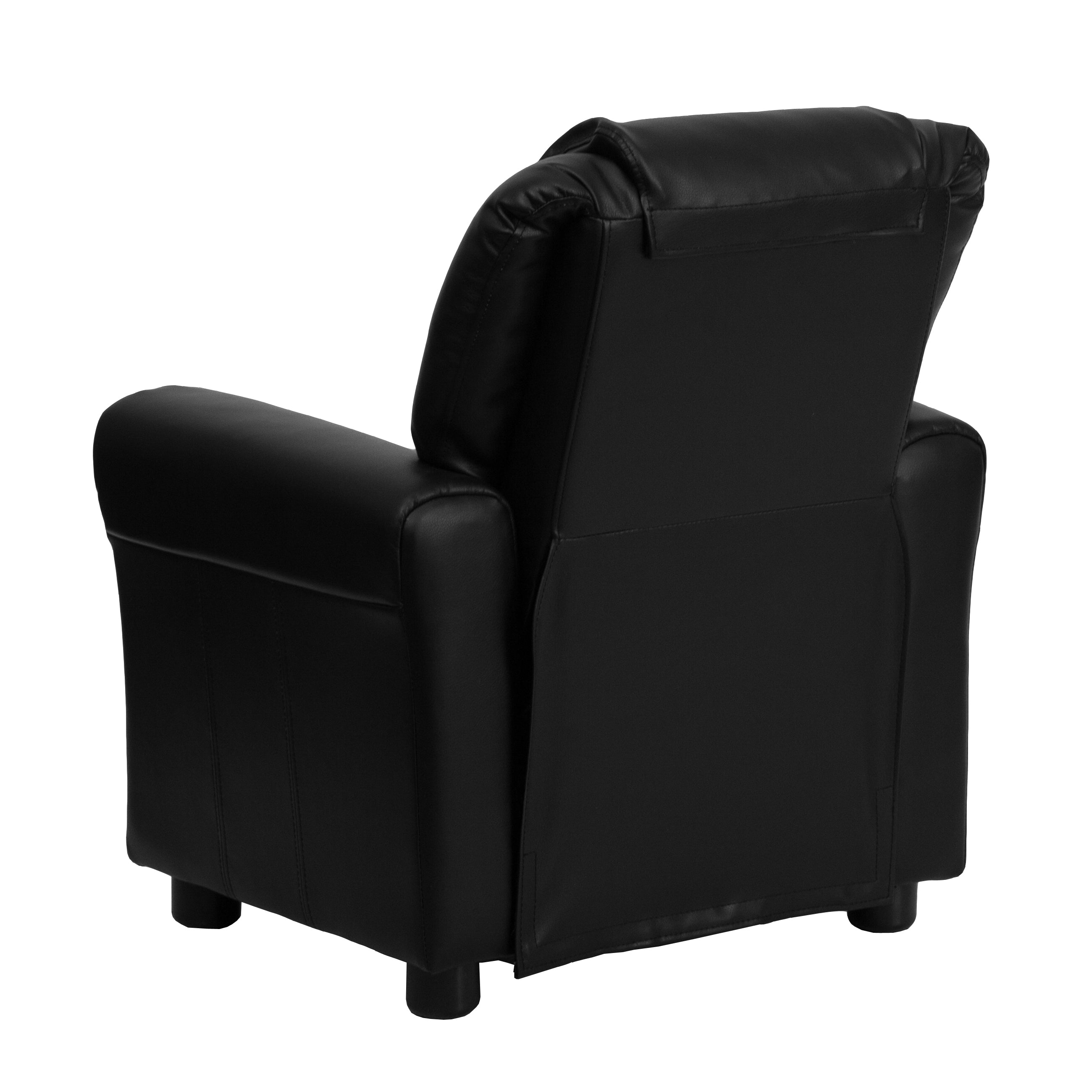 Vana Contemporary Black LeatherSoft Kids Recliner with Cup Holder and Headrest