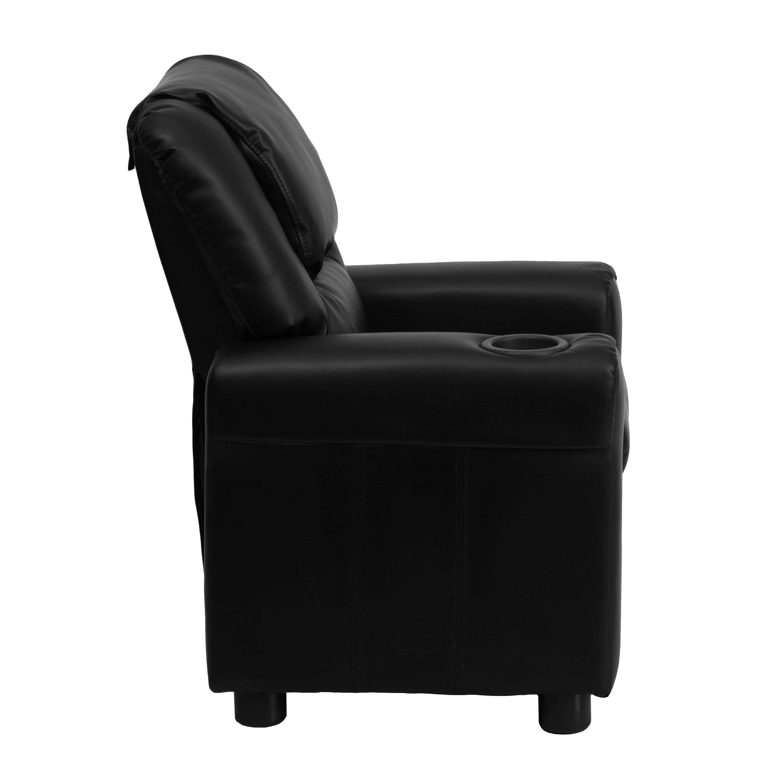 Vana Contemporary Black LeatherSoft Kids Recliner with Cup Holder and Headrest