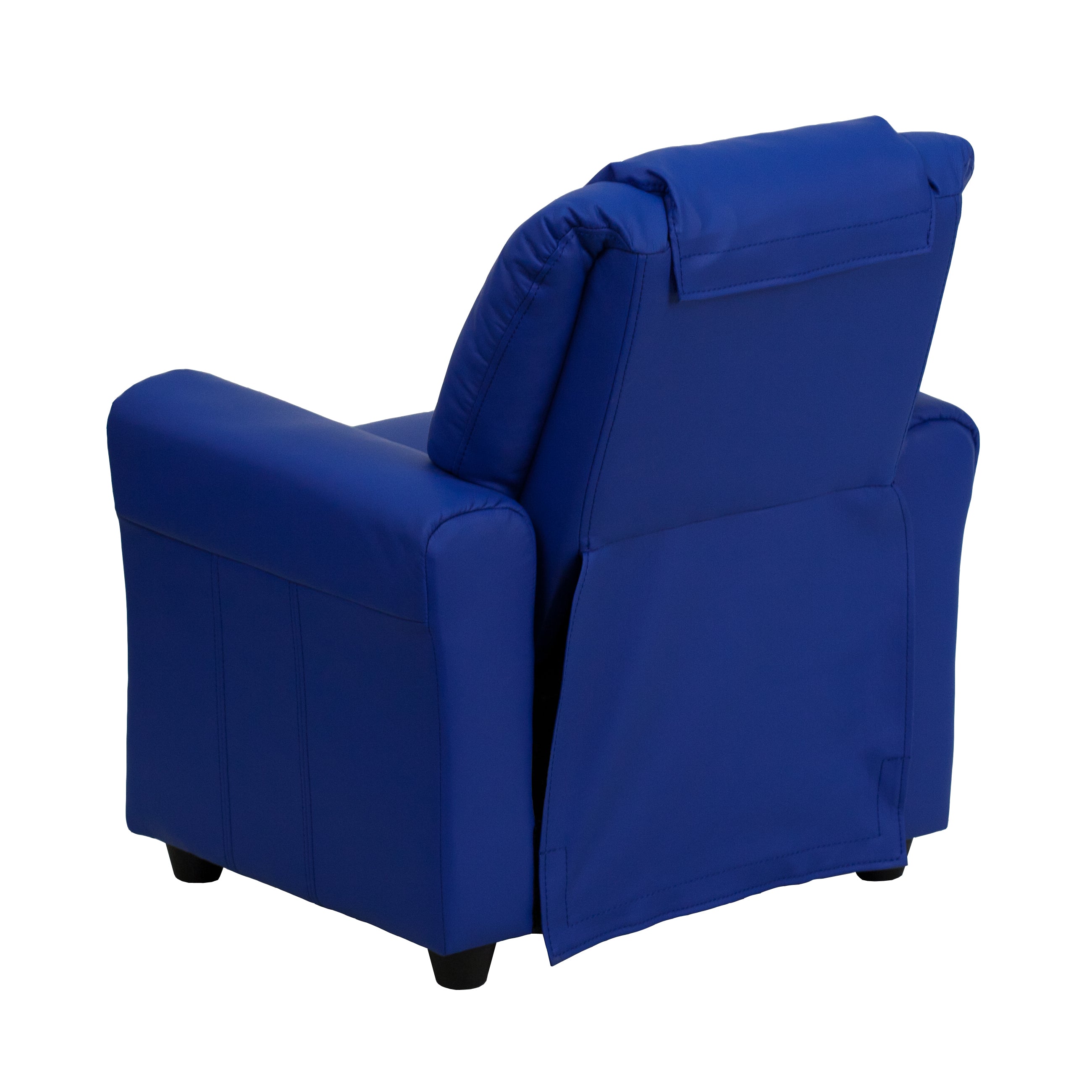 Vana Contemporary Blue Vinyl Kids Recliner with Cup Holder and Headrest