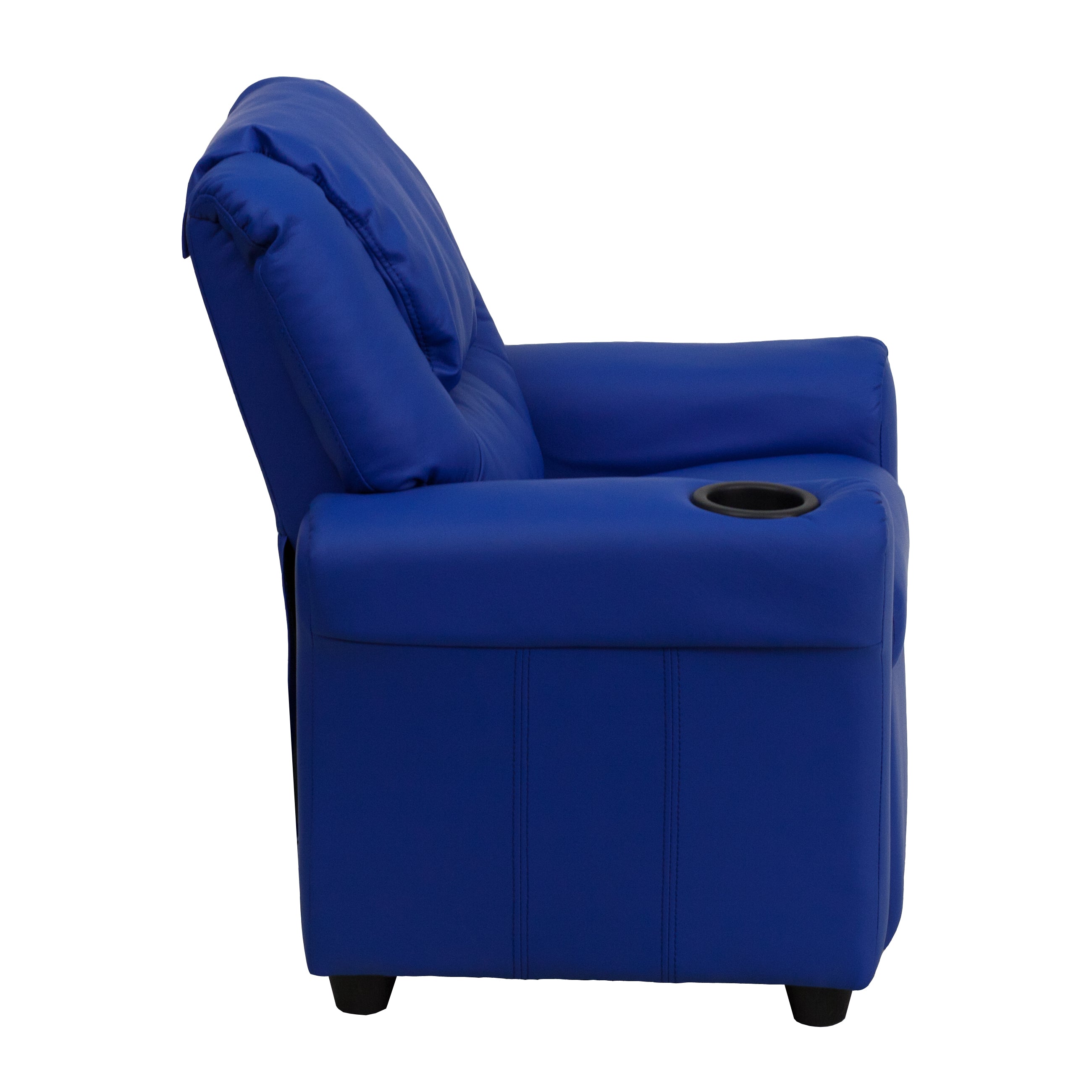 Vana Contemporary Blue Vinyl Kids Recliner with Cup Holder and Headrest
