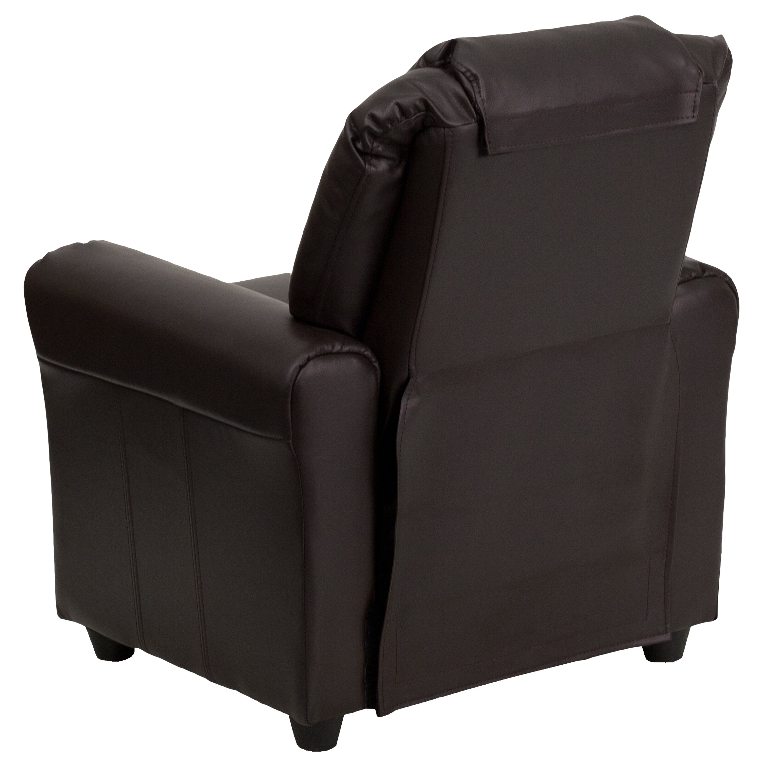 Vana Contemporary Brown LeatherSoft Kids Recliner with Cup Holder and Headrest