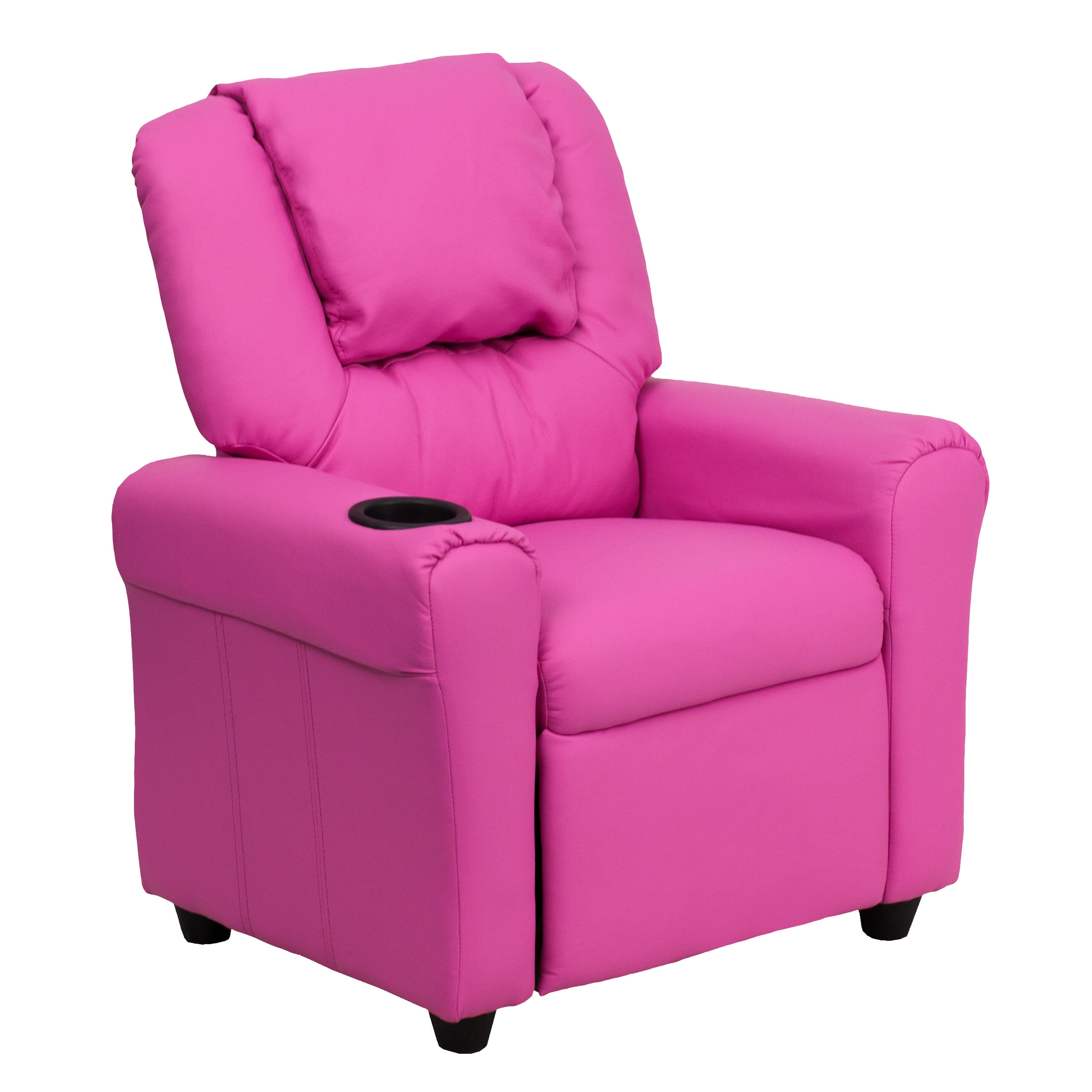 Vana Contemporary Hot Pink Vinyl Kids Recliner with Cup Holder and Headrest