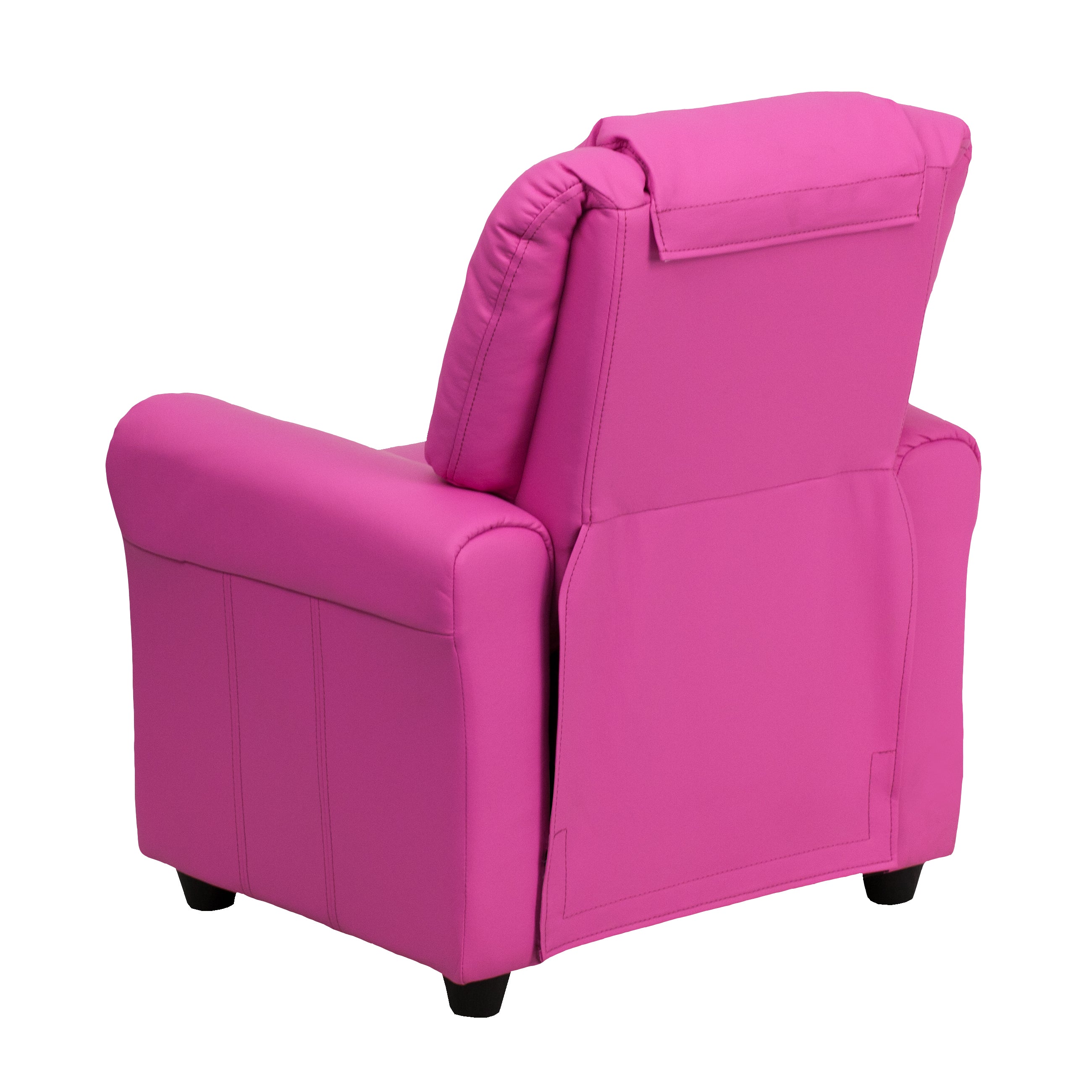 Vana Contemporary Hot Pink Vinyl Kids Recliner with Cup Holder and Headrest