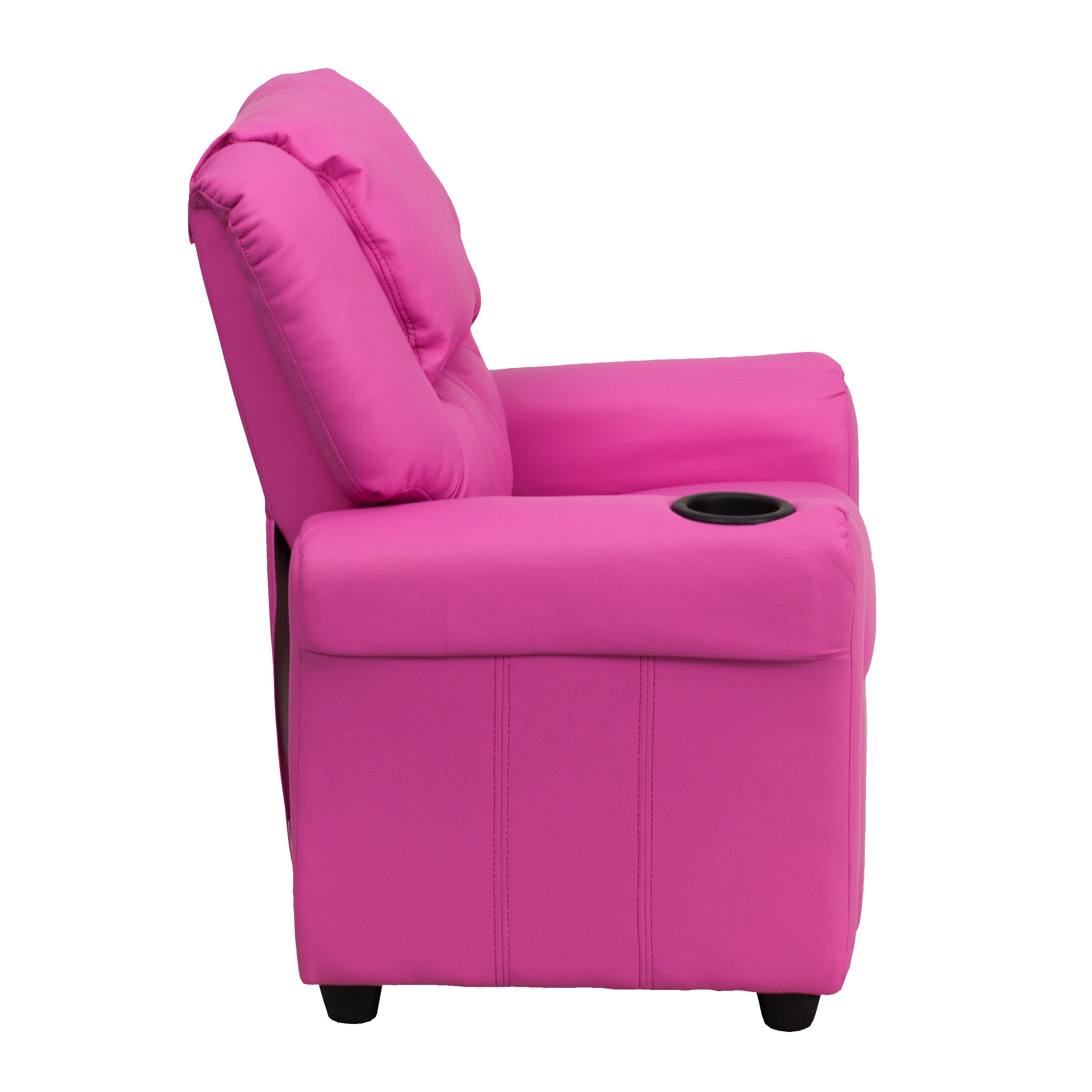 Vana Contemporary Hot Pink Vinyl Kids Recliner with Cup Holder and Headrest