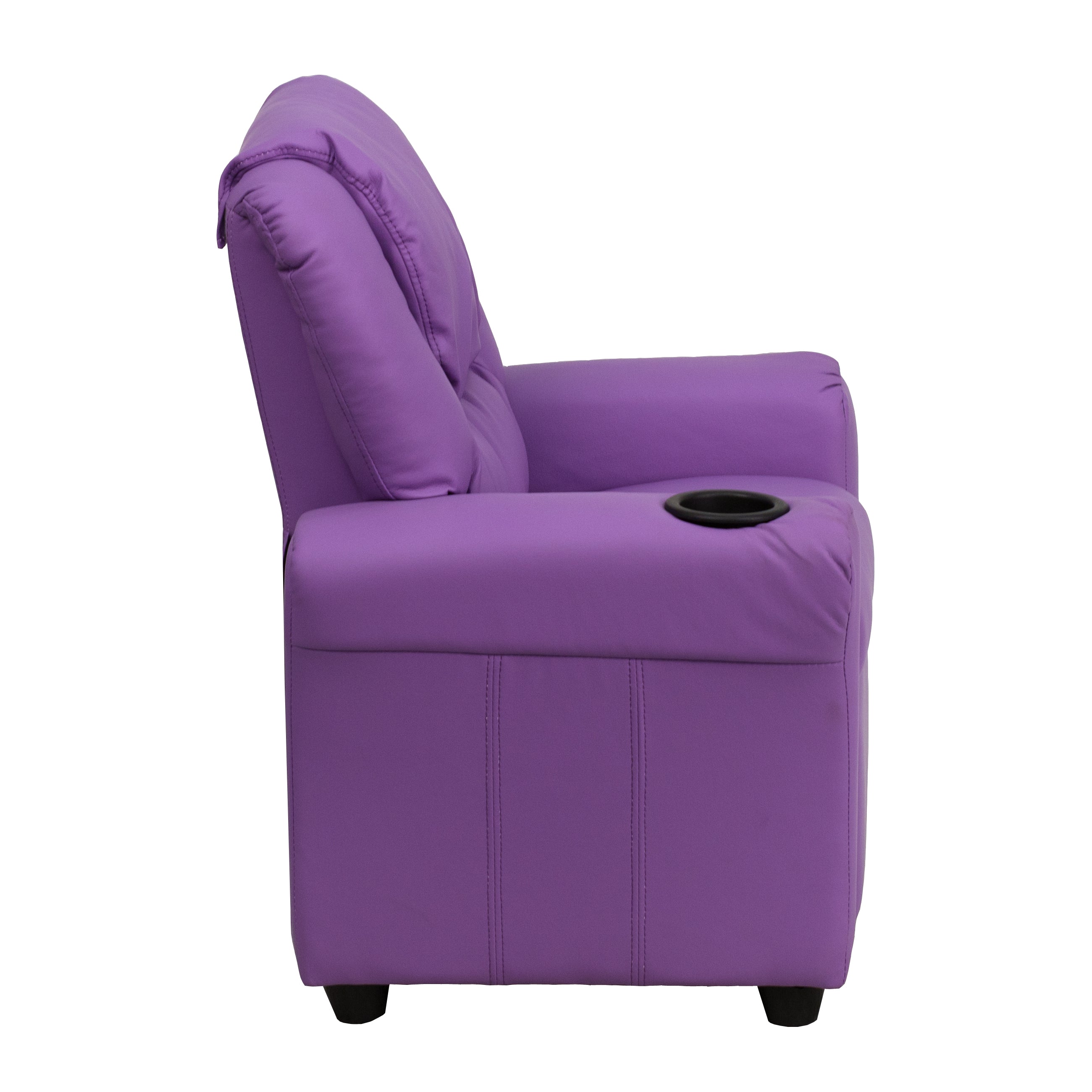 Vana Contemporary Lavender Vinyl Kids Recliner with Cup Holder and Headrest
