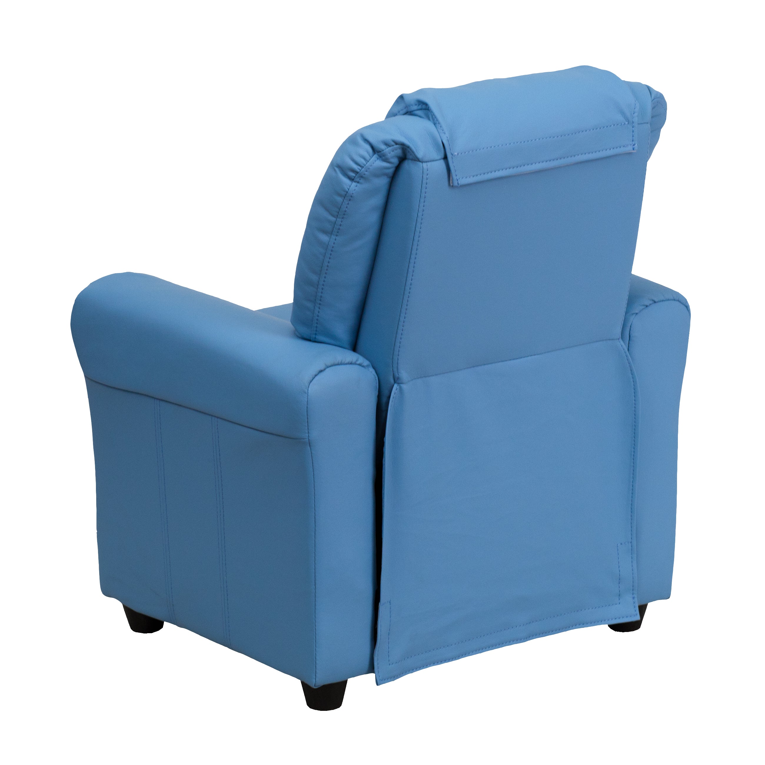 Vana Contemporary Light Blue Vinyl Kids Recliner with Cup Holder and Headrest