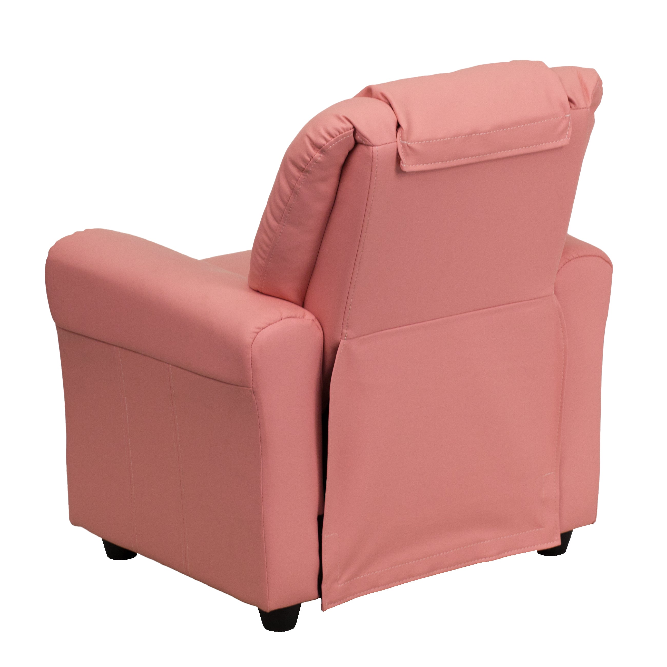 Vana Contemporary Pink Vinyl Kids Recliner with Cup Holder and Headrest