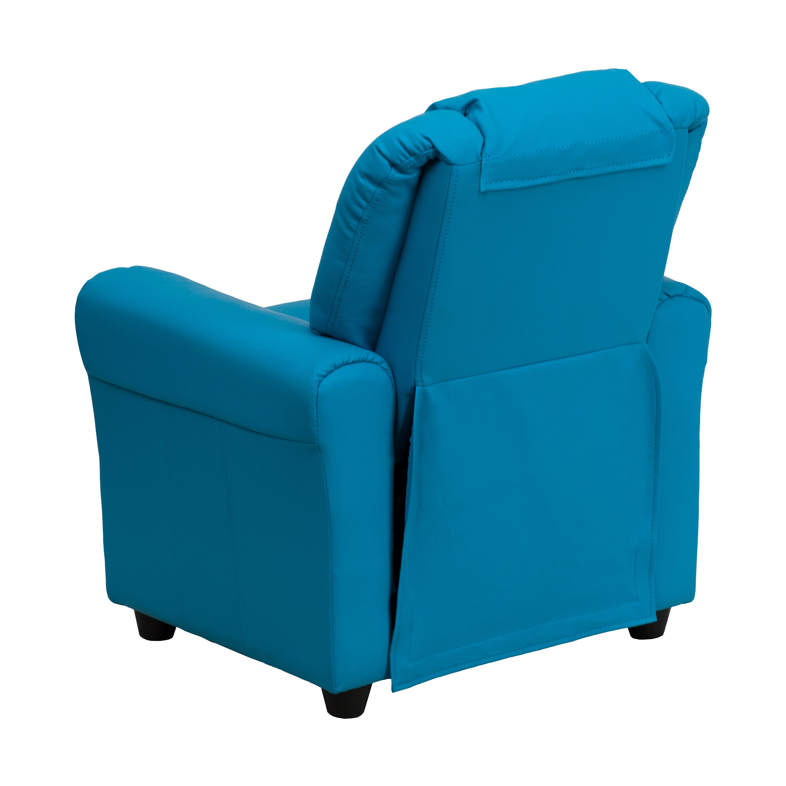 Vana Contemporary Turquoise Vinyl Kids Recliner with Cup Holder and Headrest