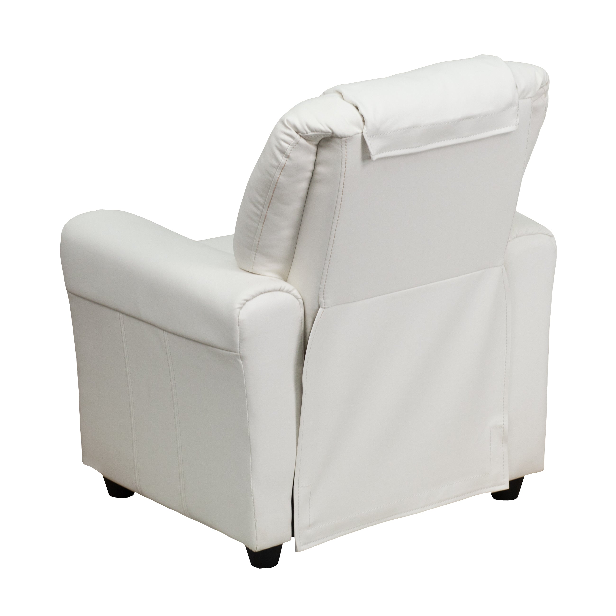 Vana Contemporary White Vinyl Kids Recliner with Cup Holder and Headrest