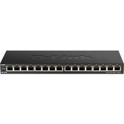 D-Link - 16-Port Gigabit Unmanaged Switch, Plug and Play, Slim Metal Compact Desktop (DGS-1016S) - Black