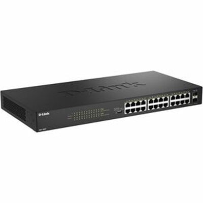 D-Link - 26-Port Gigabit Unmanaged PoE Switch - 24 Ports - Gigabit Ethernet - 10/100/1000Base-T, 1000Base-X - 2 Layer - Black
