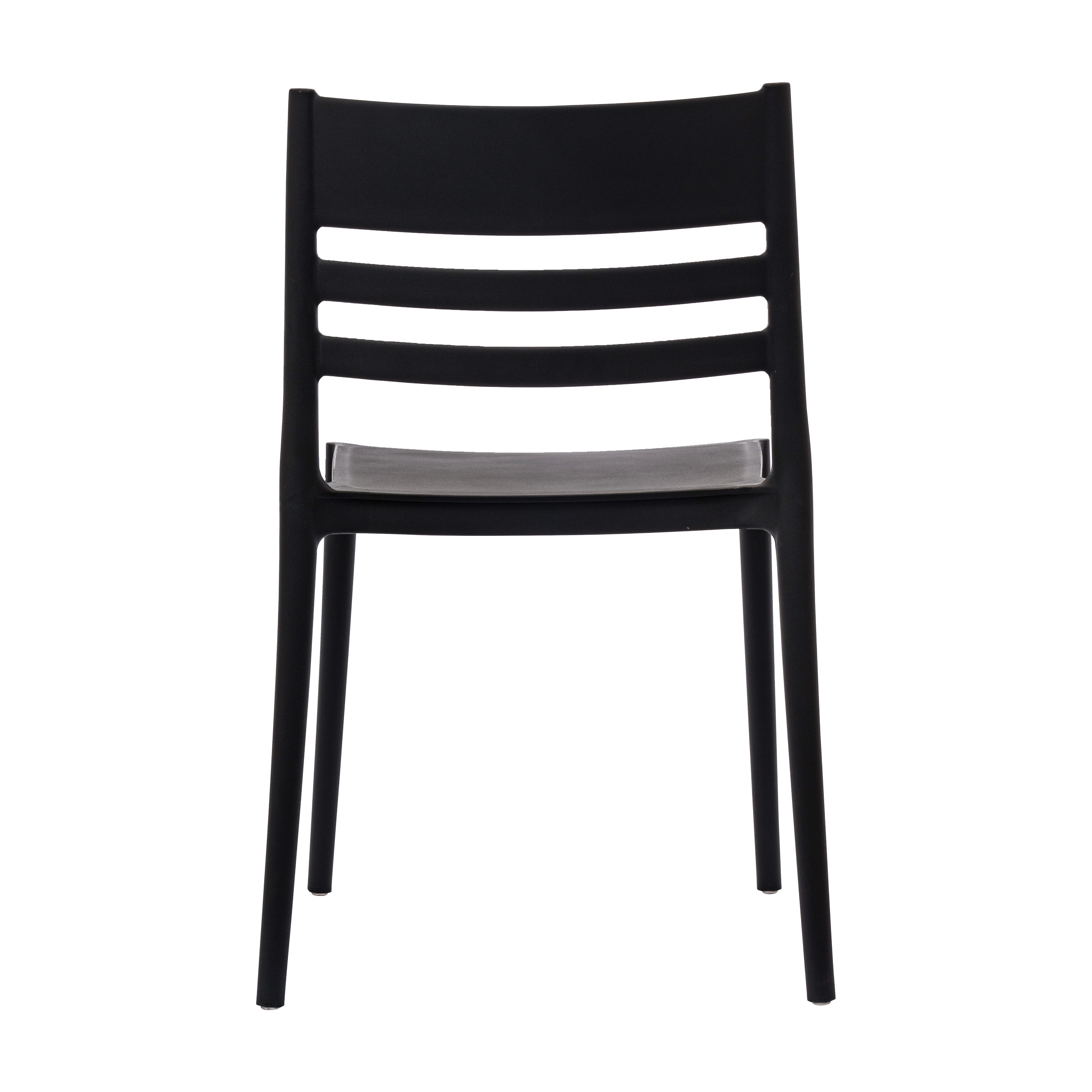 Bridgeport Indoor-Outdoor Stacking Patio Chair with Slatted Backrest, Commercial All-Weather Resin Chair in Black