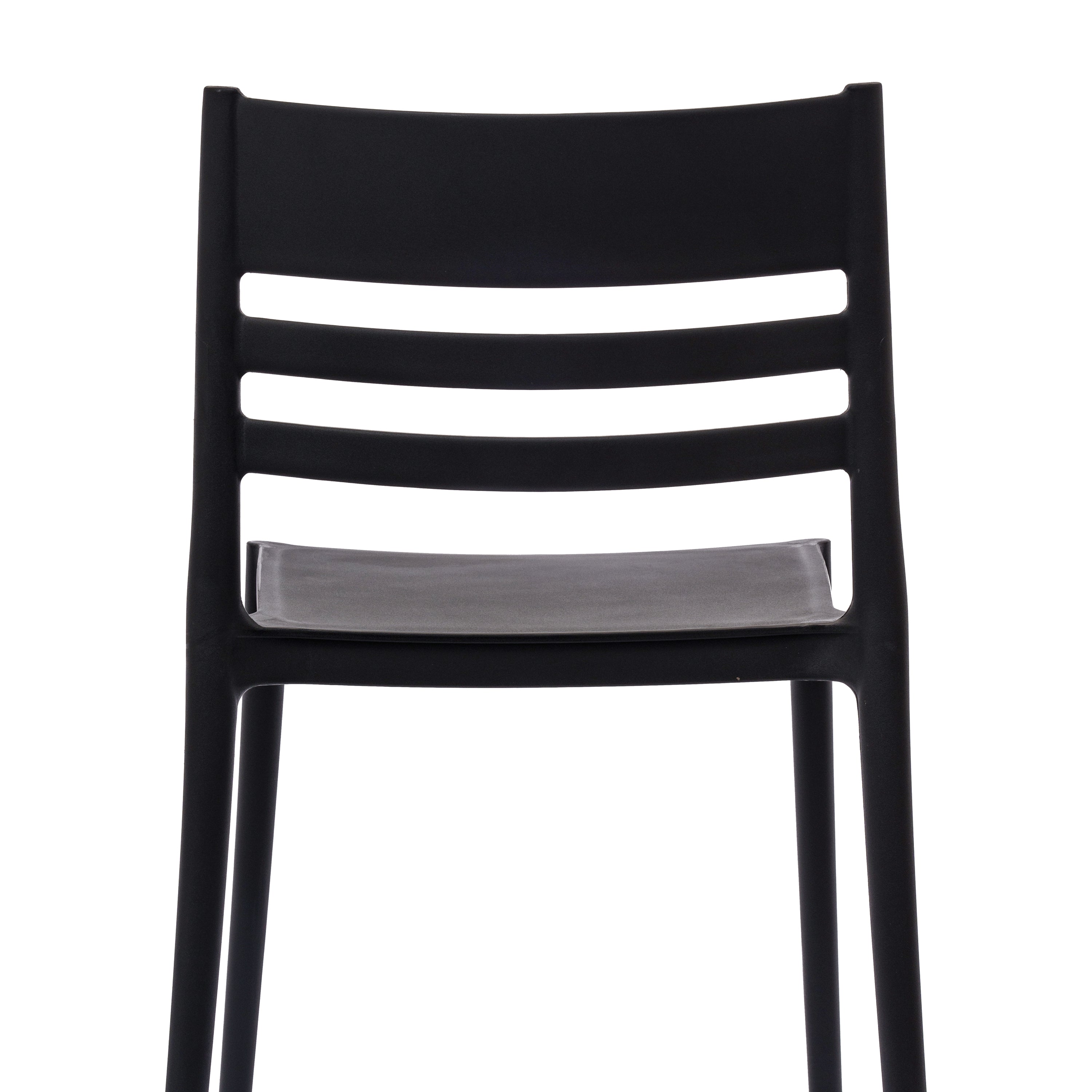 Bridgeport Indoor-Outdoor Stacking Patio Chair with Slatted Backrest, Commercial All-Weather Resin Chair in Black