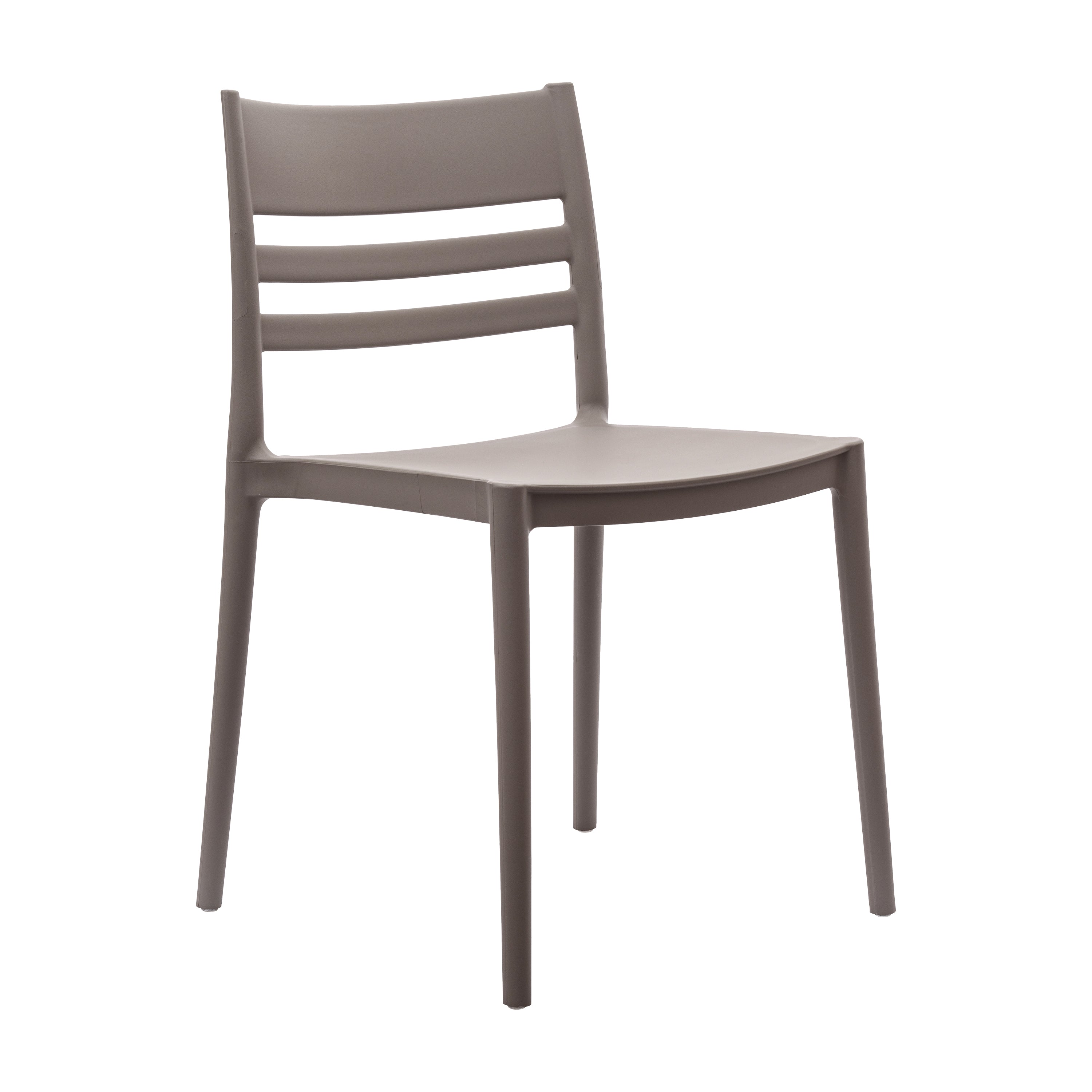Bridgeport Indoor-Outdoor Stacking Patio Chair with Slatted Backrest, Commercial All-Weather Resin Chair in Gray
