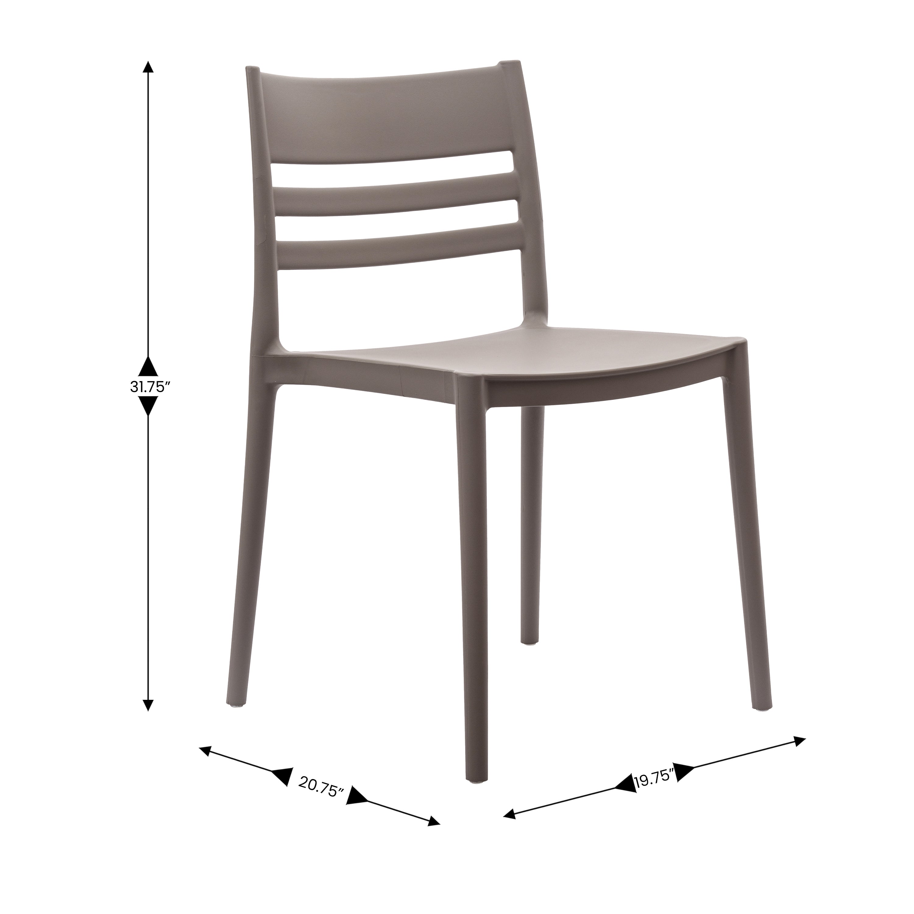 Bridgeport Indoor-Outdoor Stacking Patio Chair with Slatted Backrest, Commercial All-Weather Resin Chair in Gray
