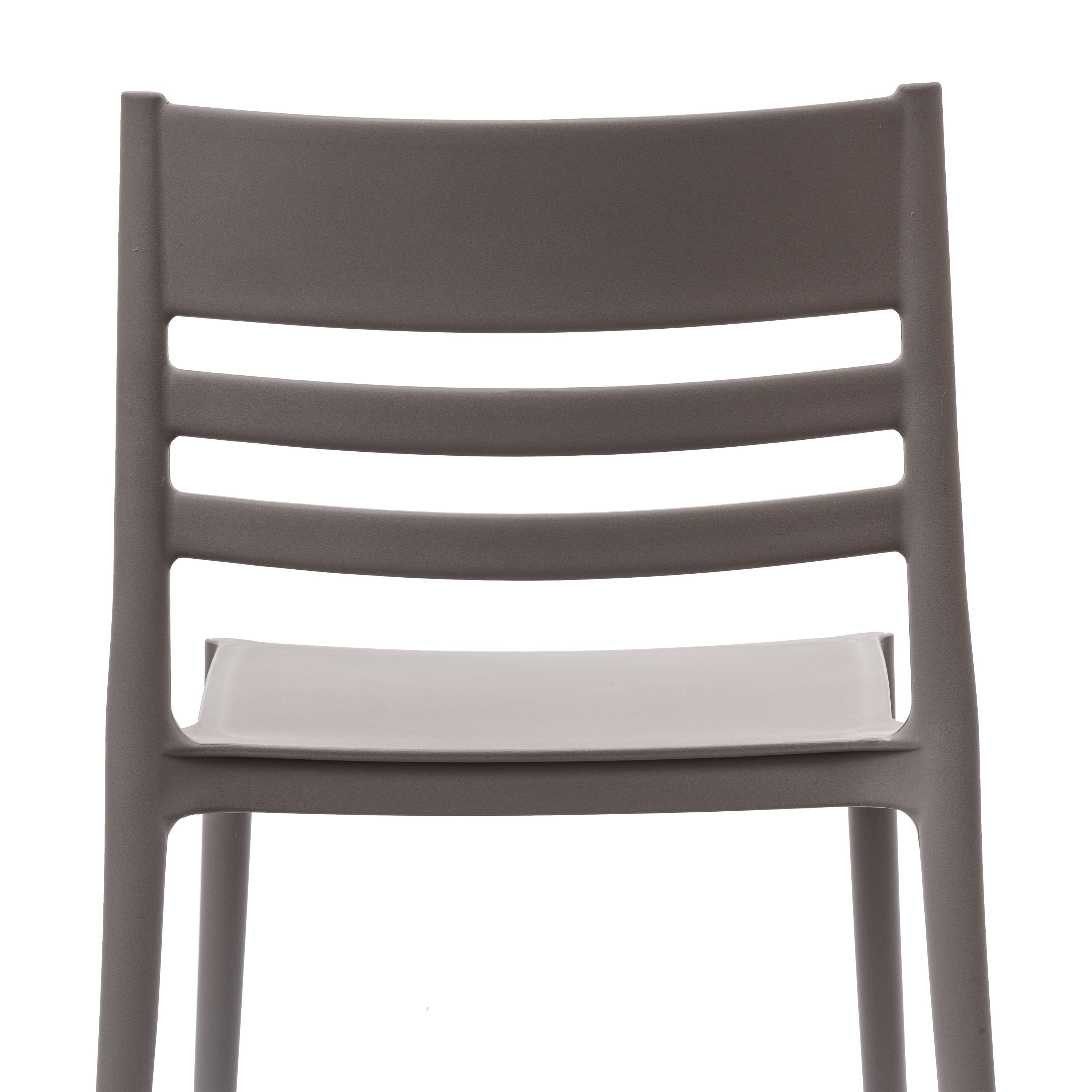 Bridgeport Indoor-Outdoor Stacking Patio Chair with Slatted Backrest, Commercial All-Weather Resin Chair in Gray