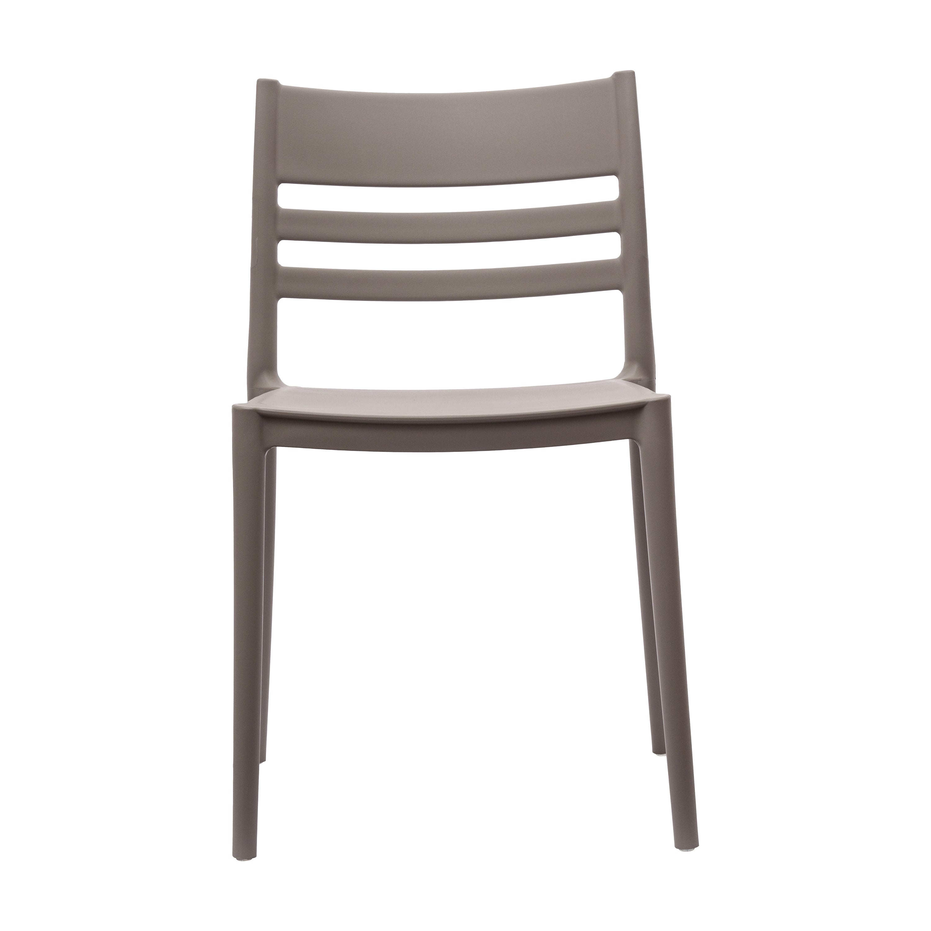 Bridgeport Indoor-Outdoor Stacking Patio Chair with Slatted Backrest, Commercial All-Weather Resin Chair in Gray