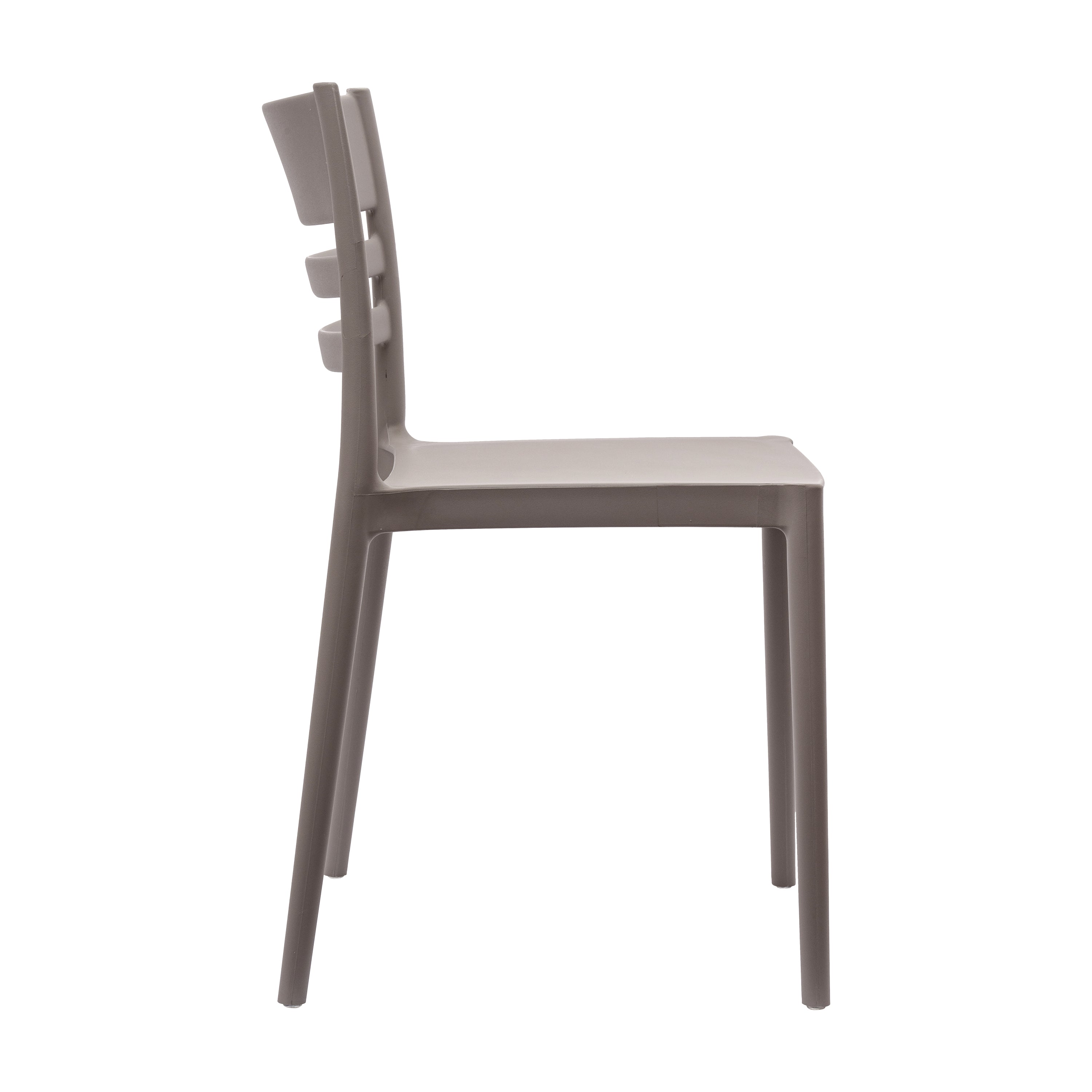 Bridgeport Indoor-Outdoor Stacking Patio Chair with Slatted Backrest, Commercial All-Weather Resin Chair in Gray