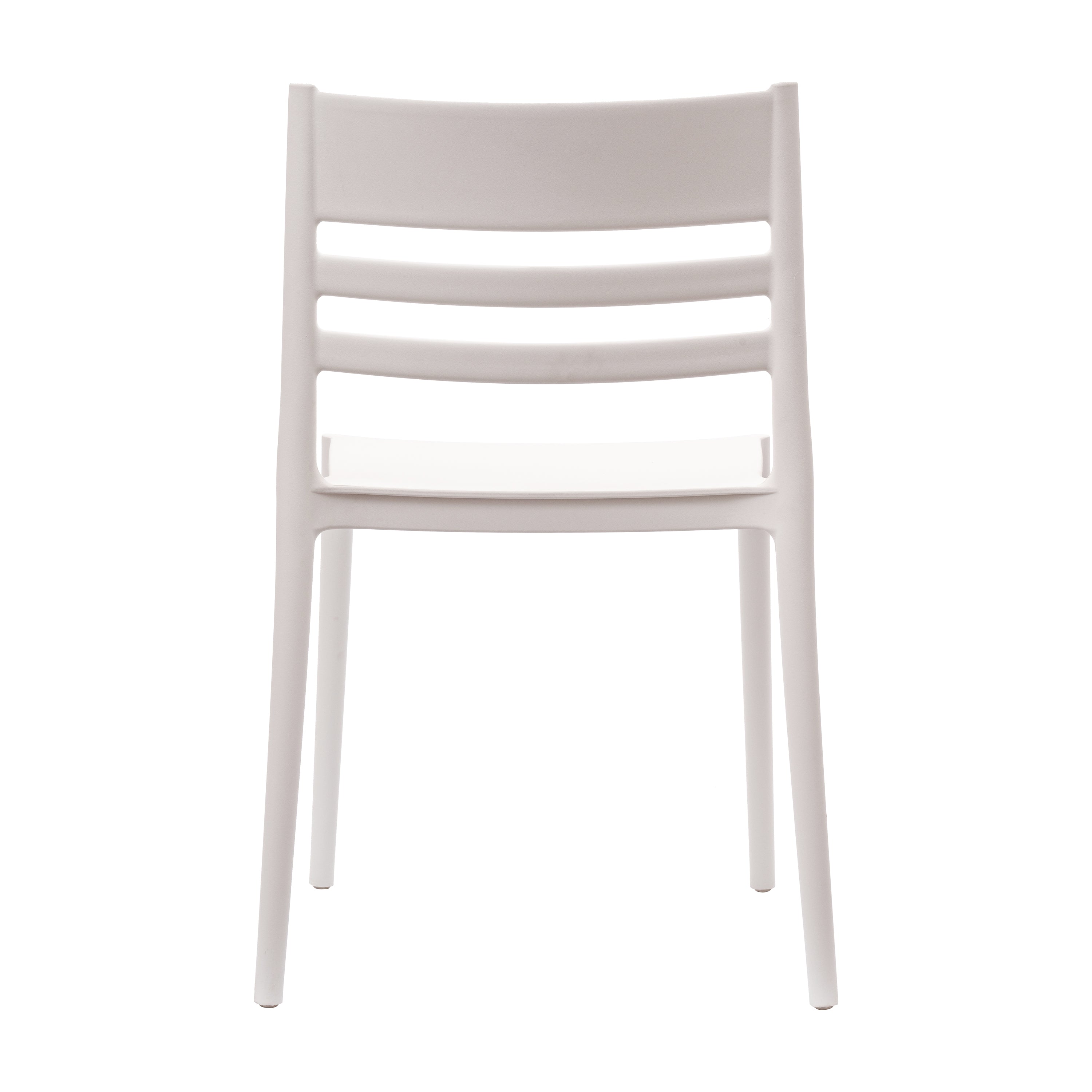 Bridgeport Indoor-Outdoor Stacking Patio Chair with Slatted Backrest, Commercial All-Weather Resin Chair in White