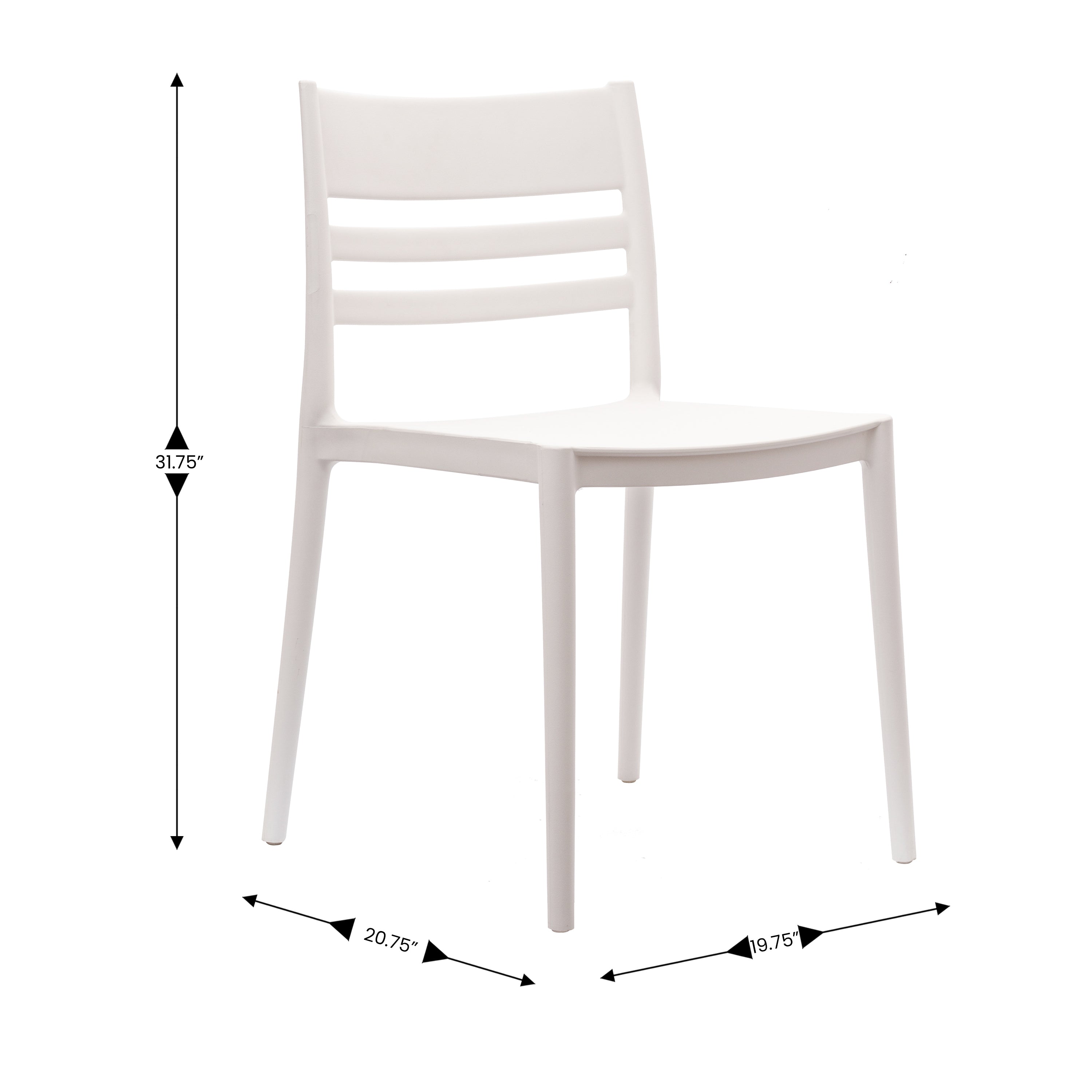 Bridgeport Indoor-Outdoor Stacking Patio Chair with Slatted Backrest, Commercial All-Weather Resin Chair in White